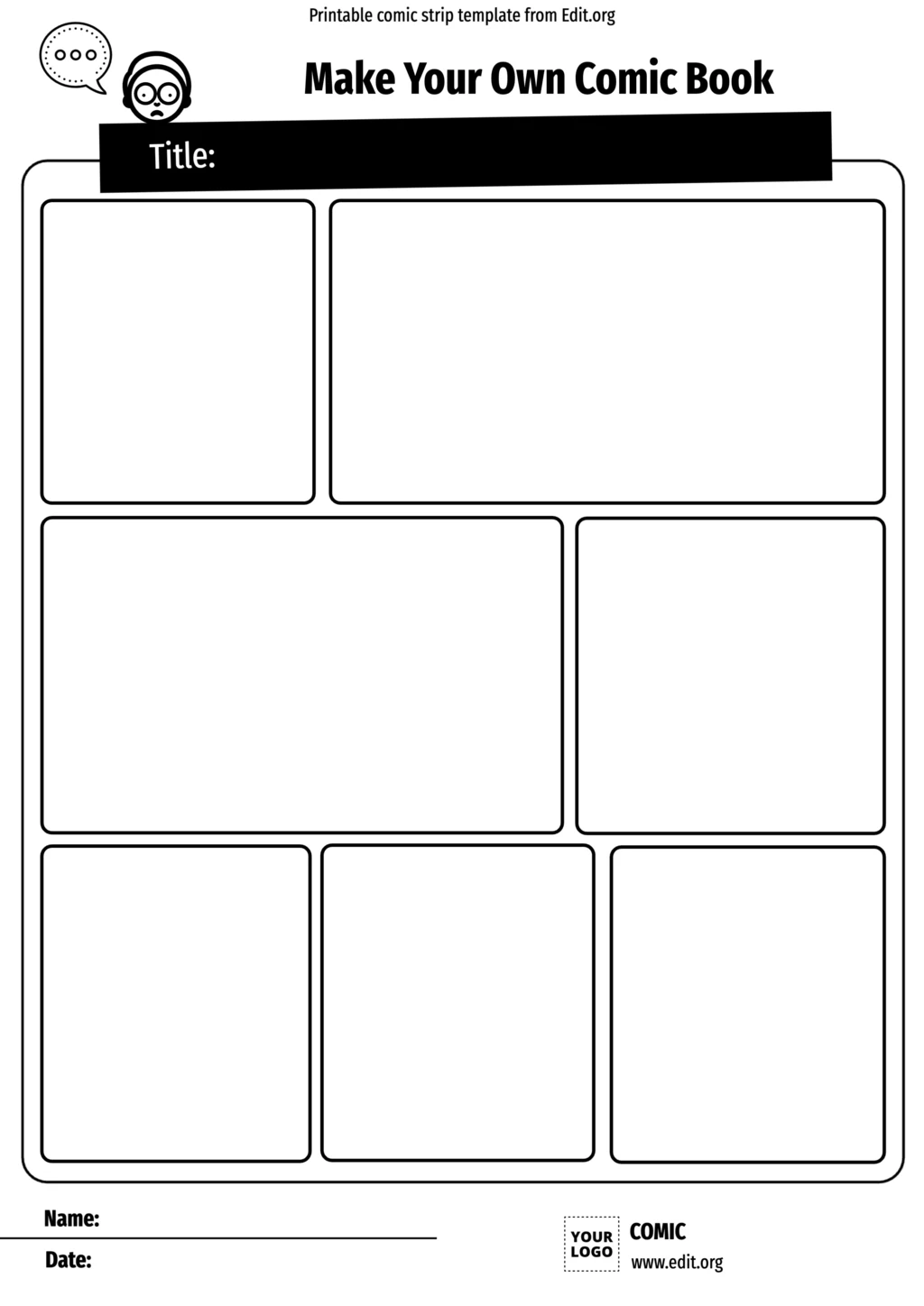 Free Printable Comic Book Templates