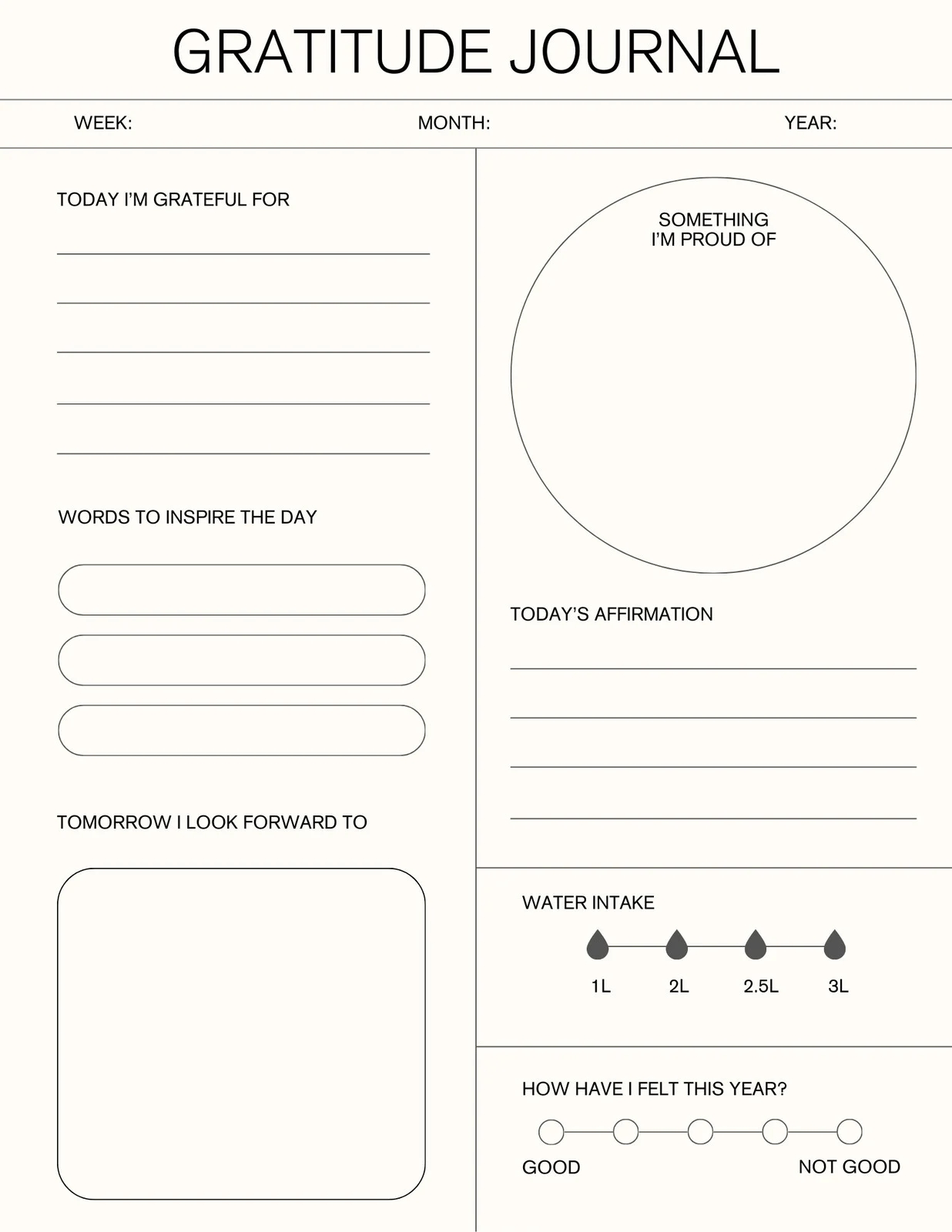 Gratitude Journal Template Free Printable