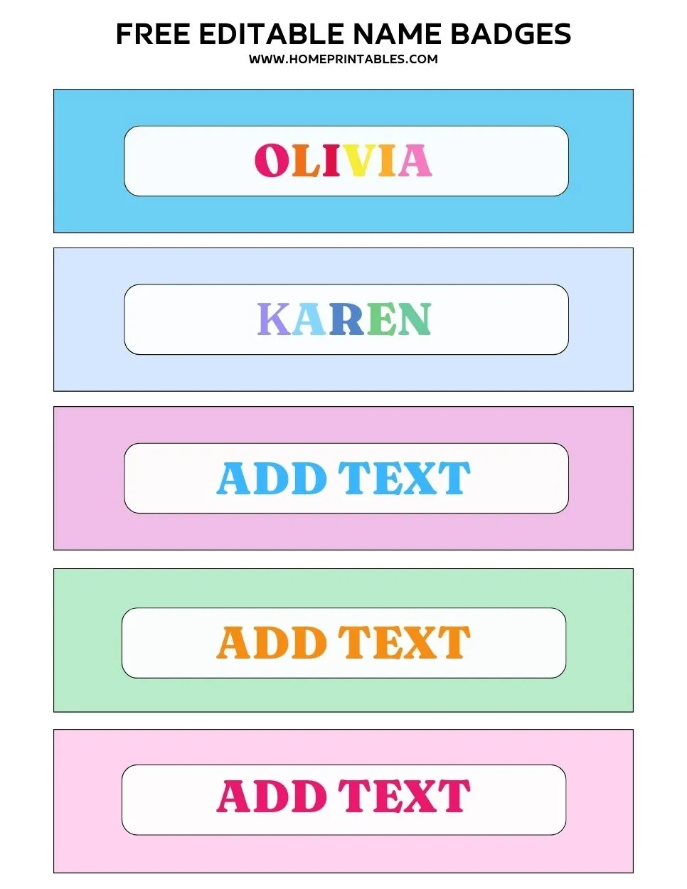 Free Editable Name Tags Printable 100 Name Label Templates 