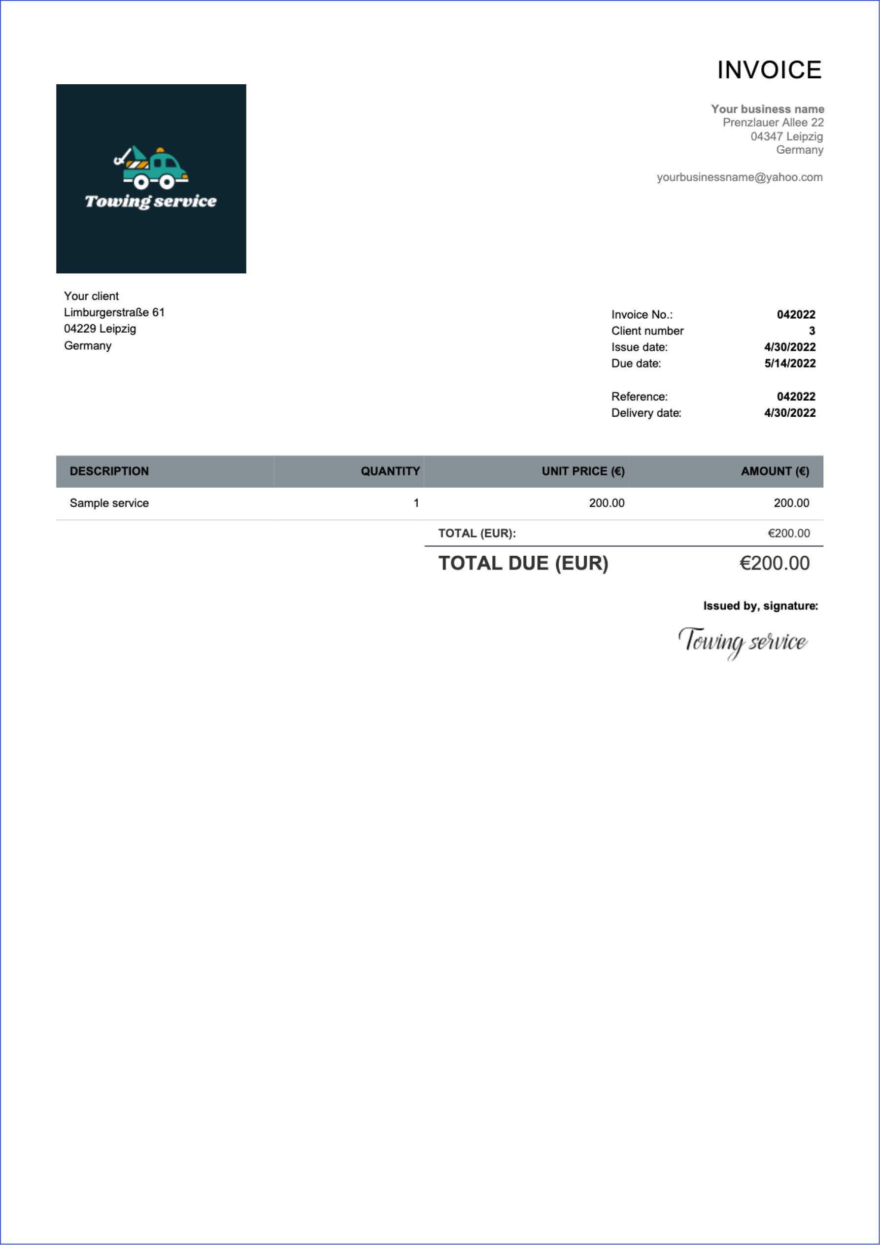 Printable Invoice Templates Word