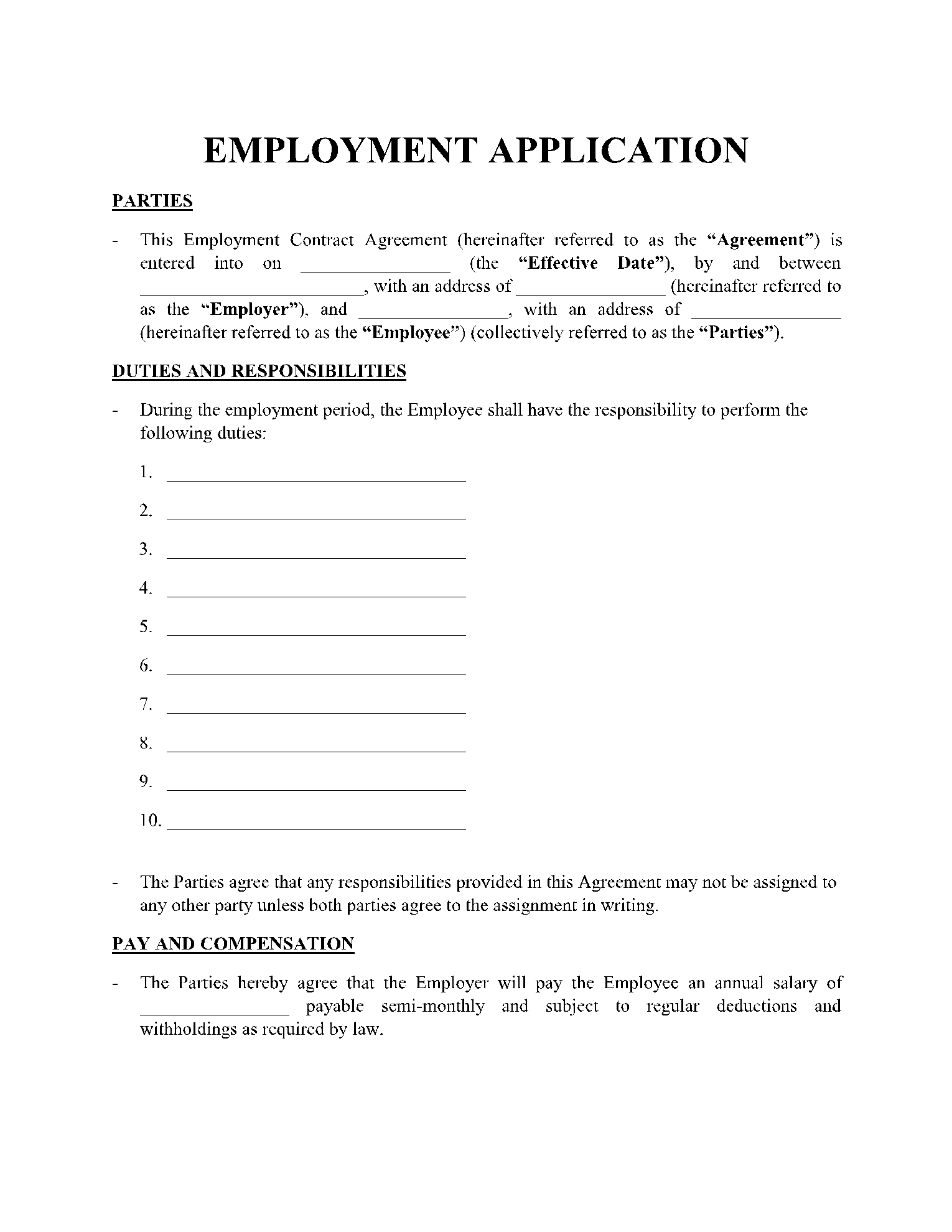 Free Employment Job Application Form Templates CocoSign Worksheets Library