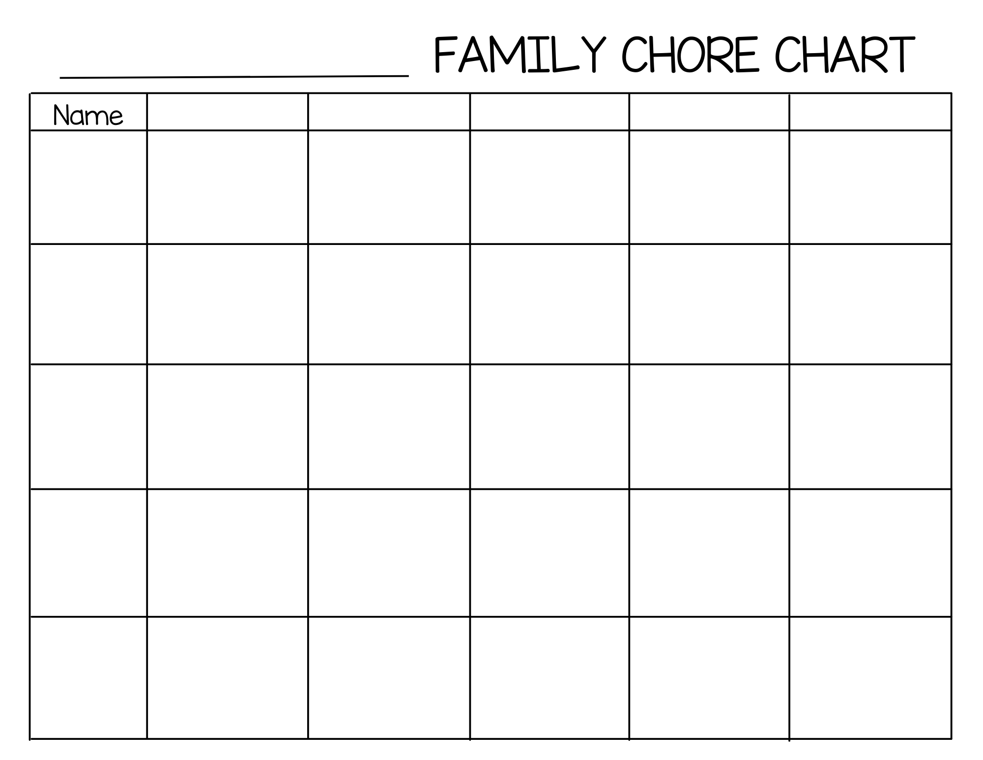 Chore Chart Template Free Printable