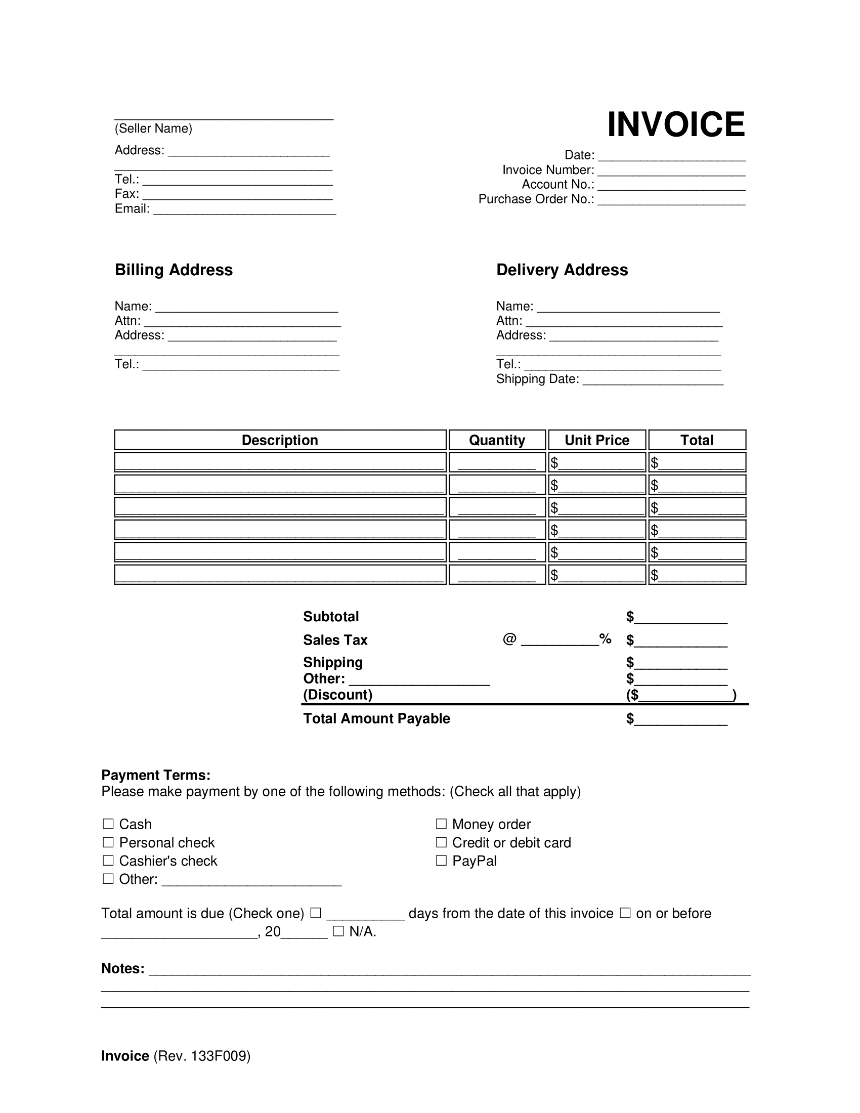 Free Freelance Independent Contractor Invoice Template PDF Word