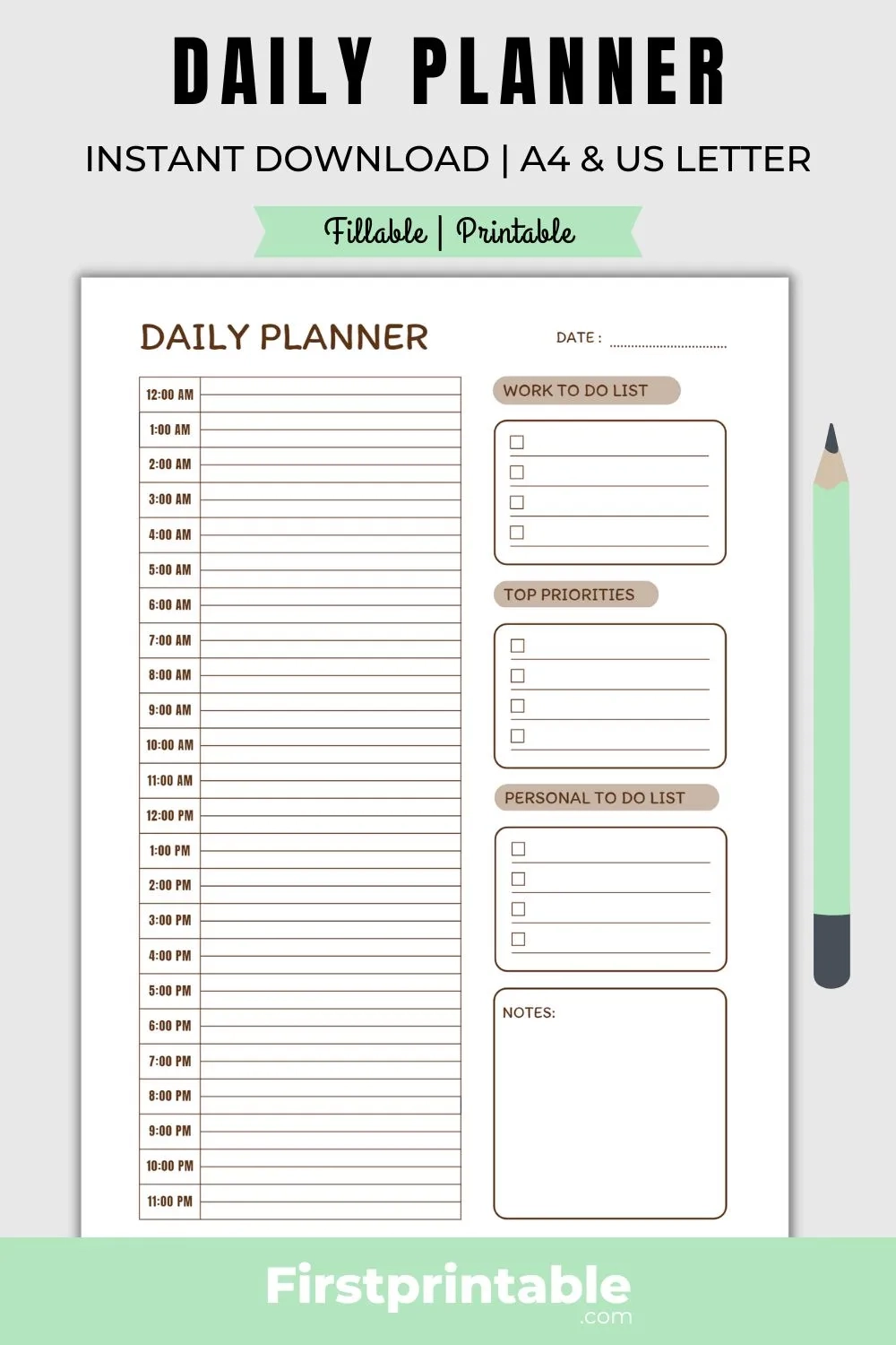 Daily Planner Template Free Printable