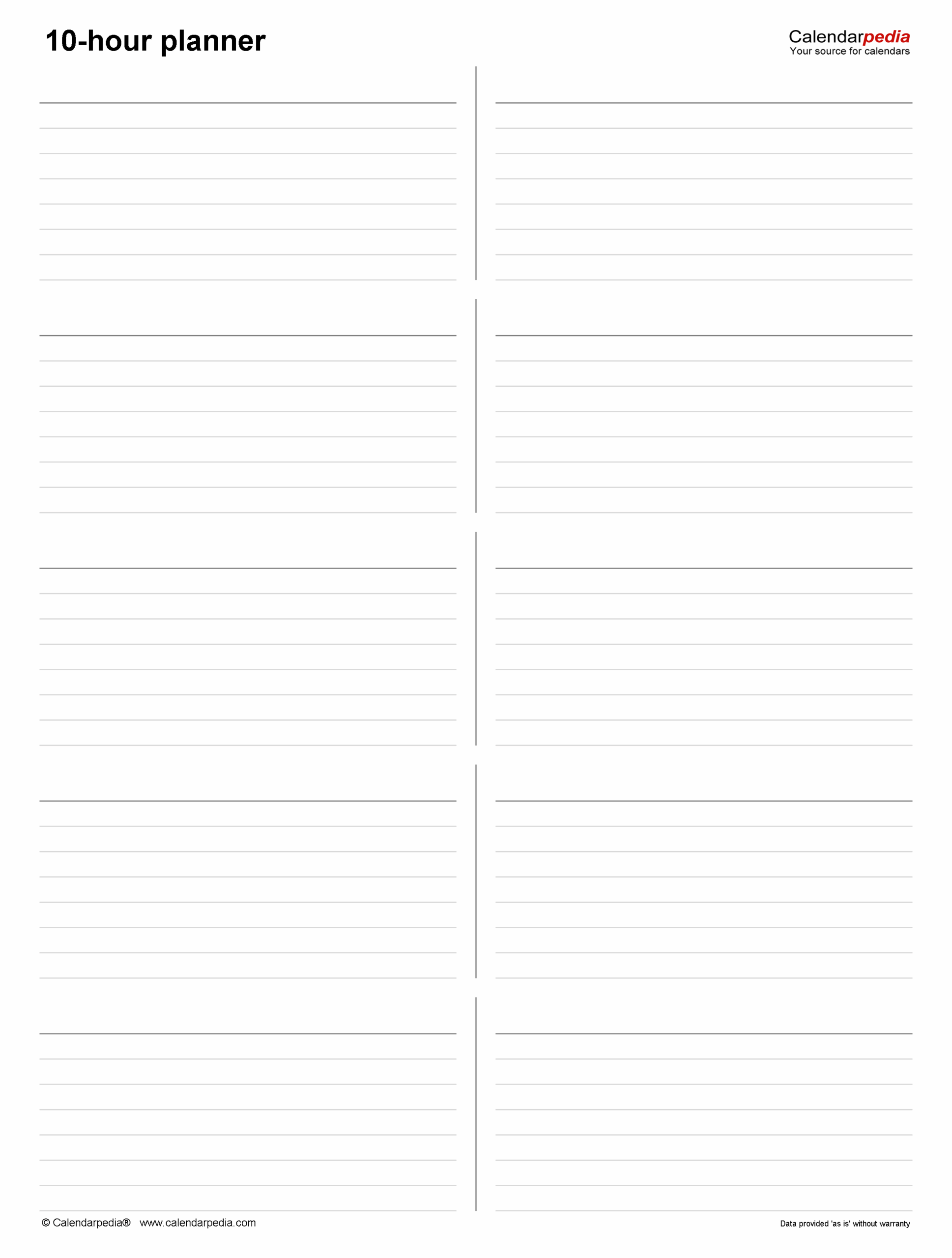 Free Hourly Planners In PDF Format 20 Templates