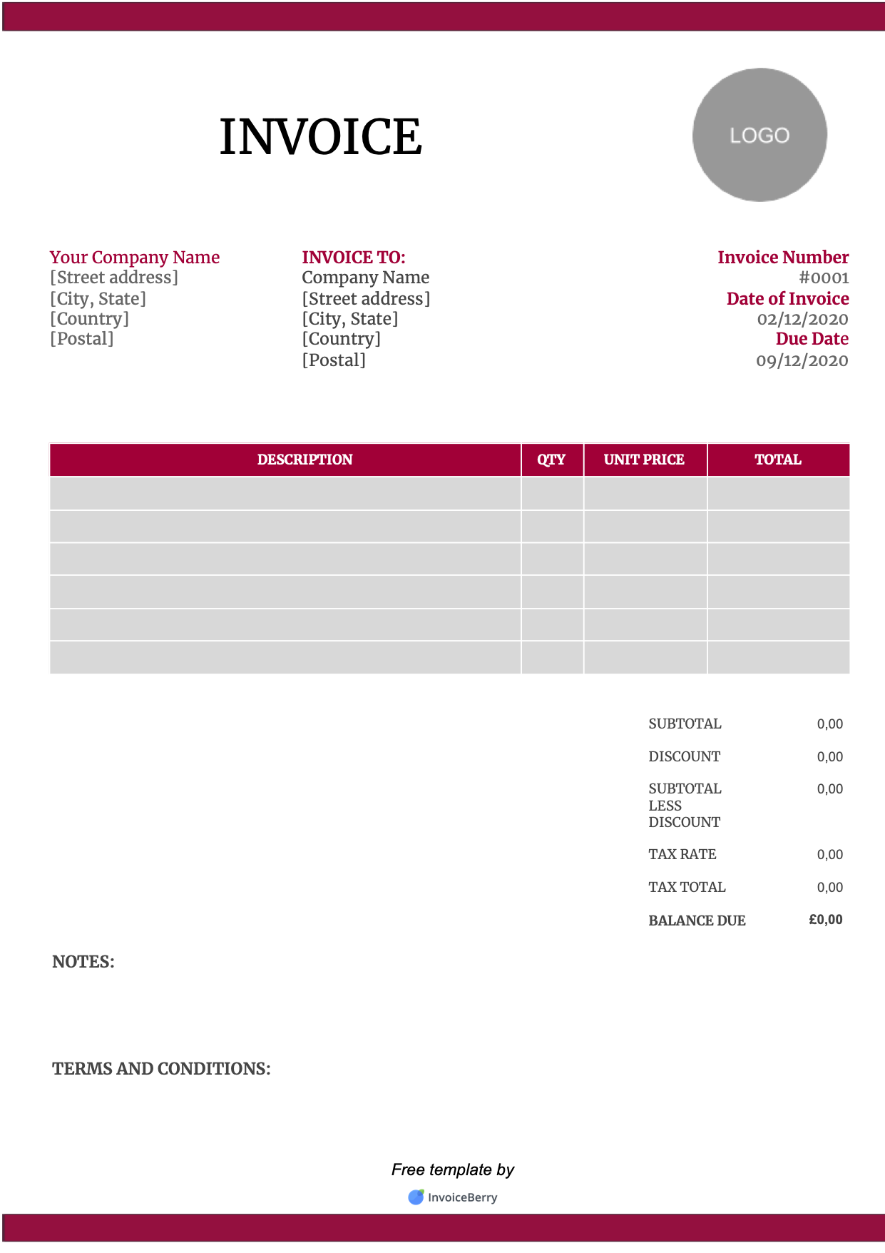 Free Printable Billing Invoices Templates
