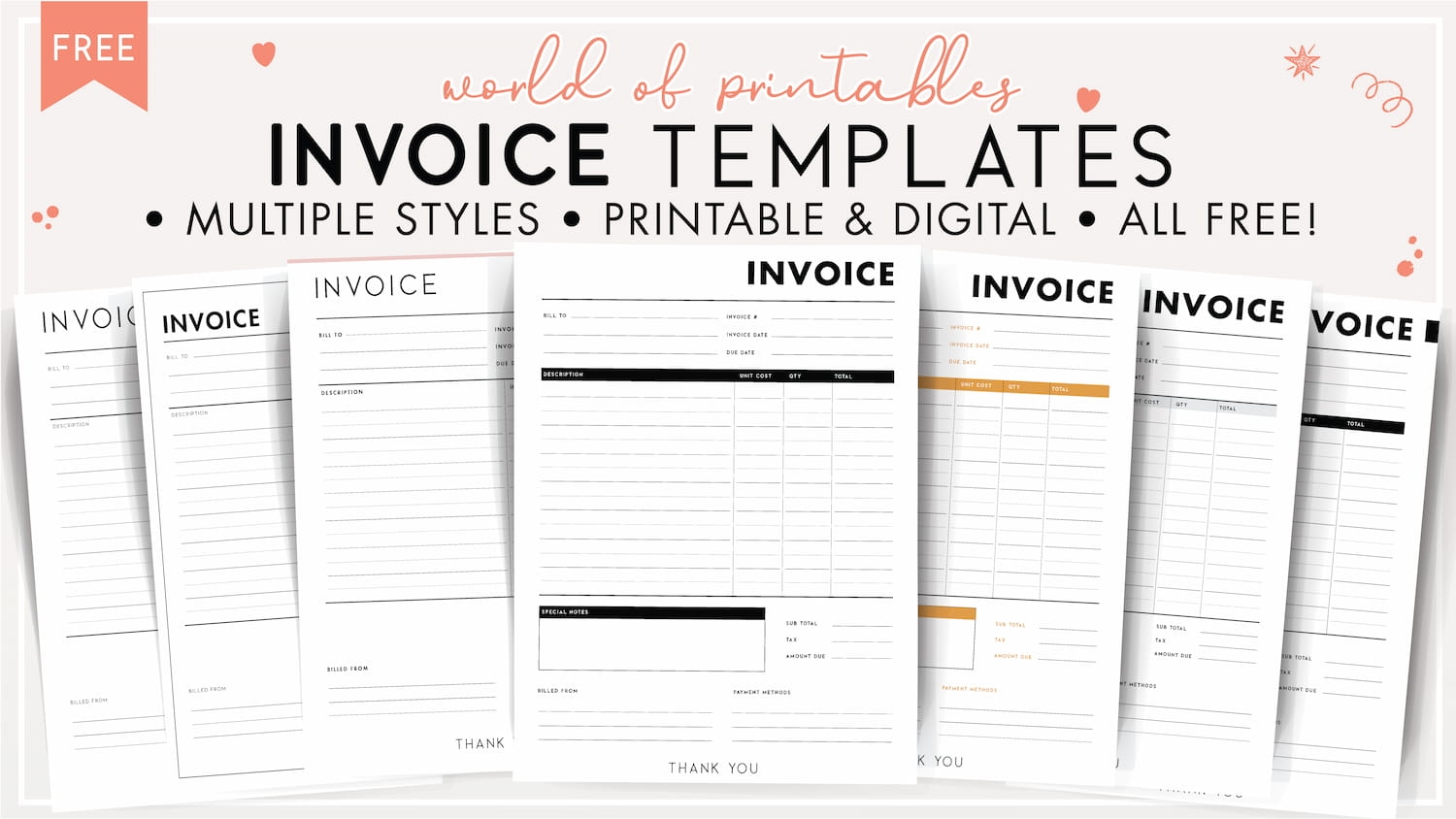 Free Invoice Templates PDF World Of Printables