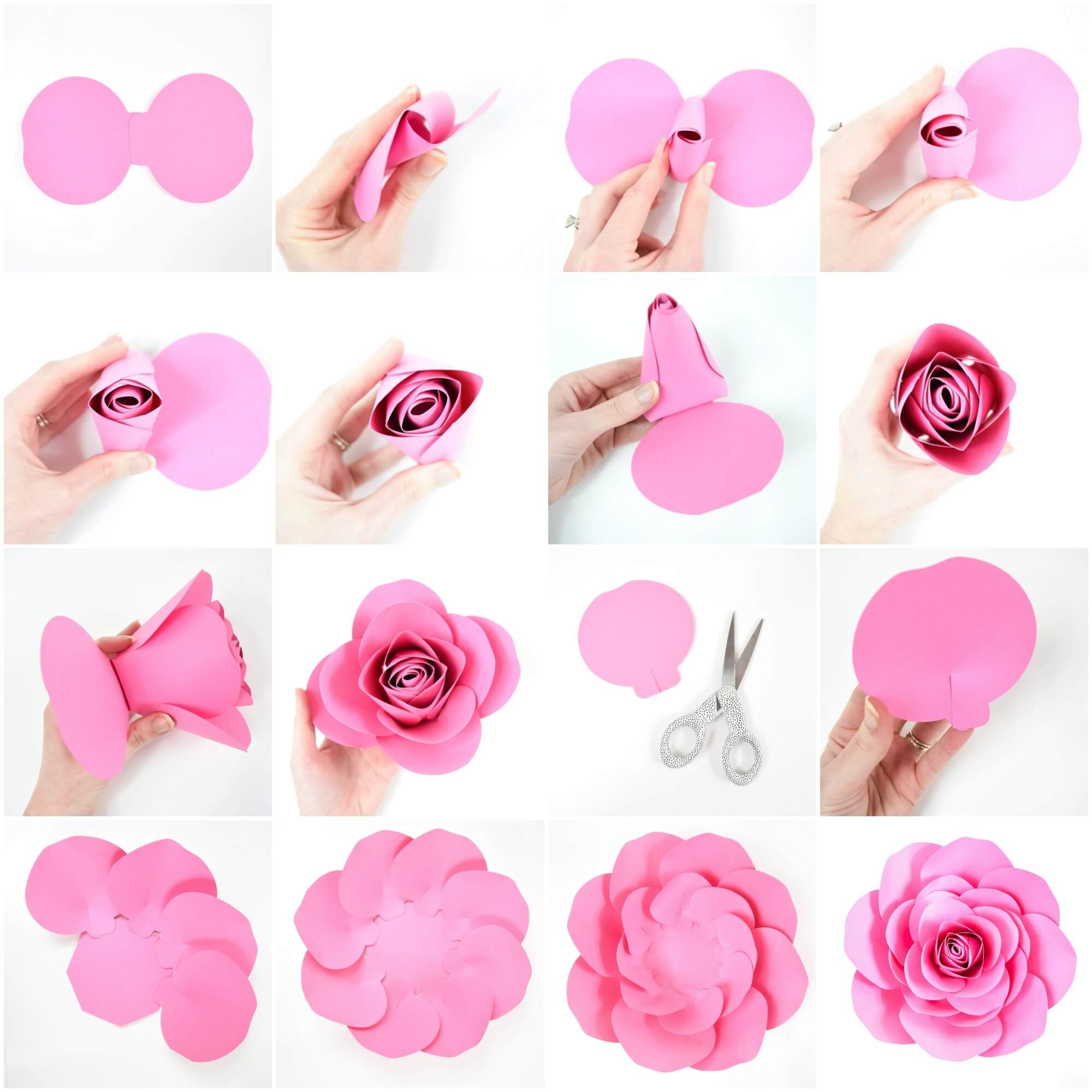 Free Large Paper Rose Template DIY Camellia Rose Tutorial Worksheets Library