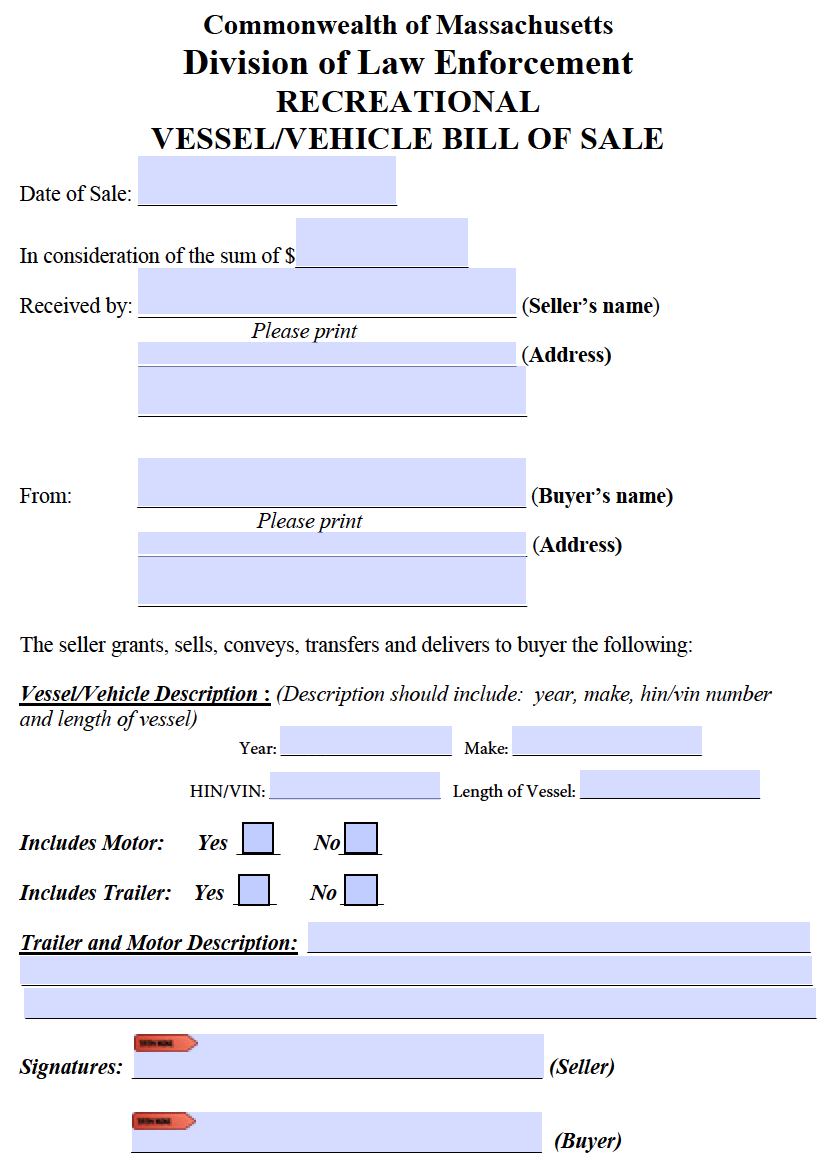 Printable Car Bill Of Sale Template