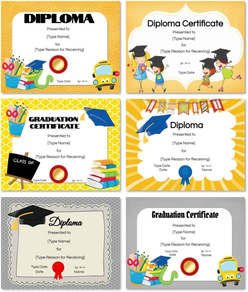 Editable Free Printable Kindergarten Certificate Templates