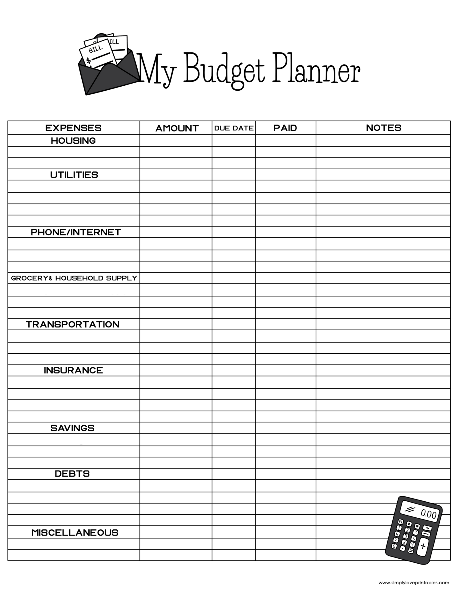 Free Printable Budget Templates