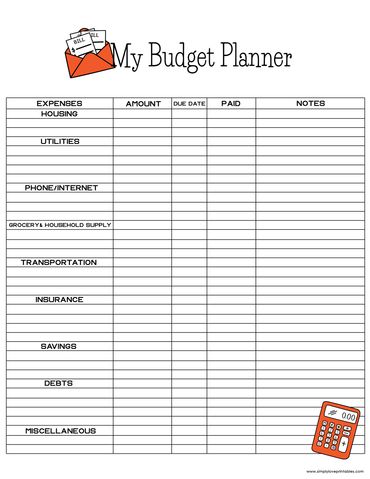 Free Personal Budget Template Printable