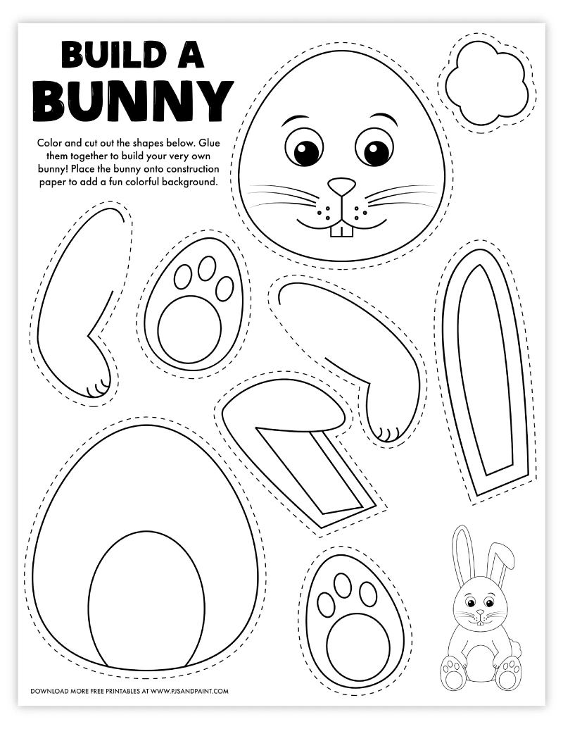 Free Printable Build A Bunny Coloring Page Pjs And Paint