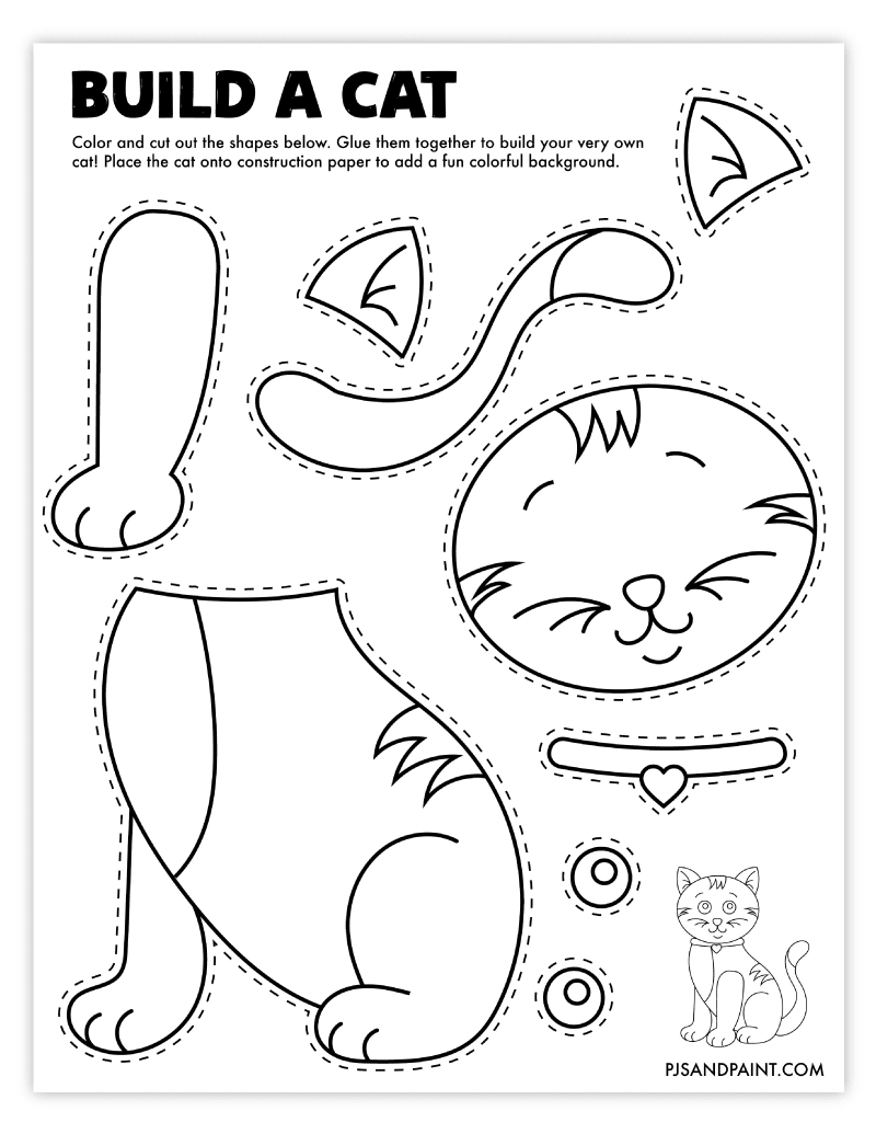 Free Printable Build A Cat Craft Pjs And Paint
