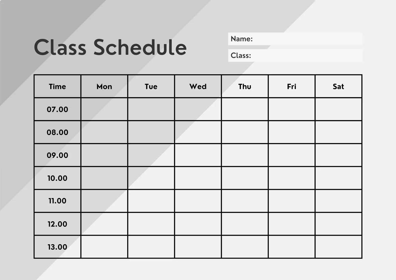 Schedule Template Free Printable