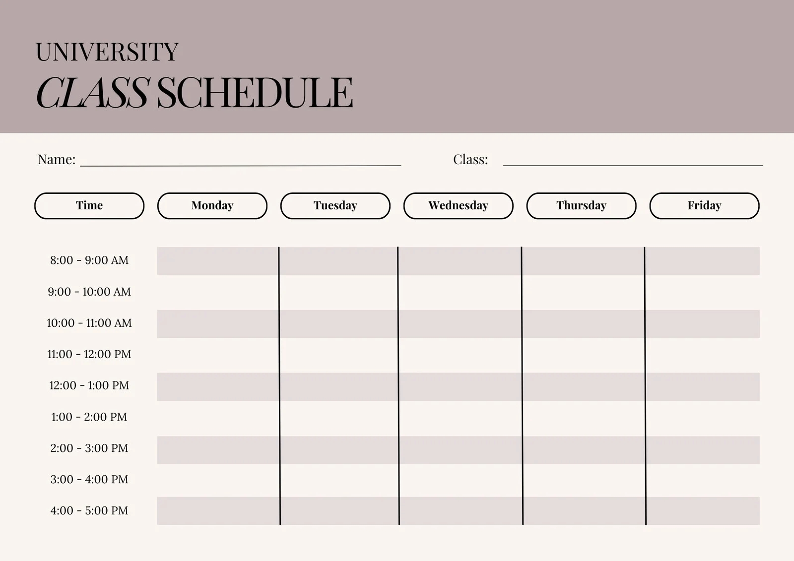 Free Printable Schedule Template