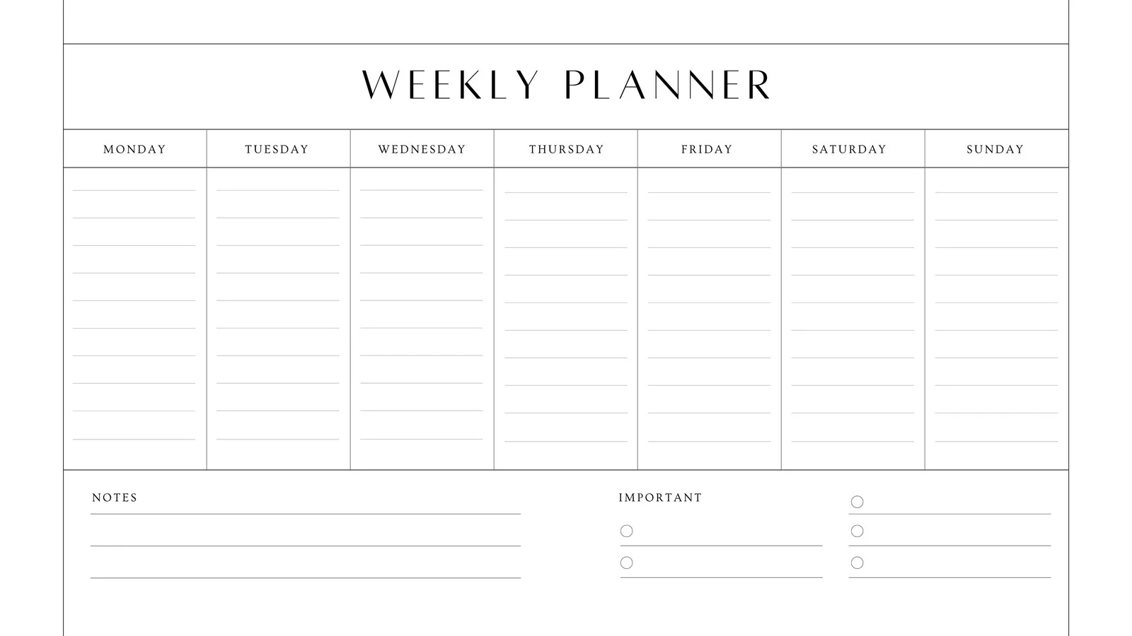 Weekly Calendar Template Printable