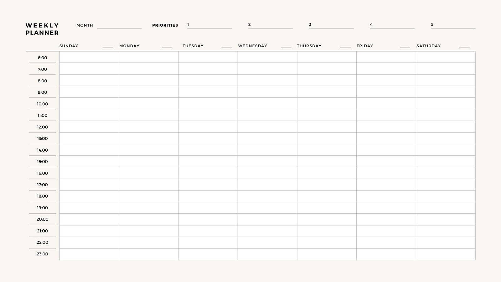 Weekly Printable Calendar Template