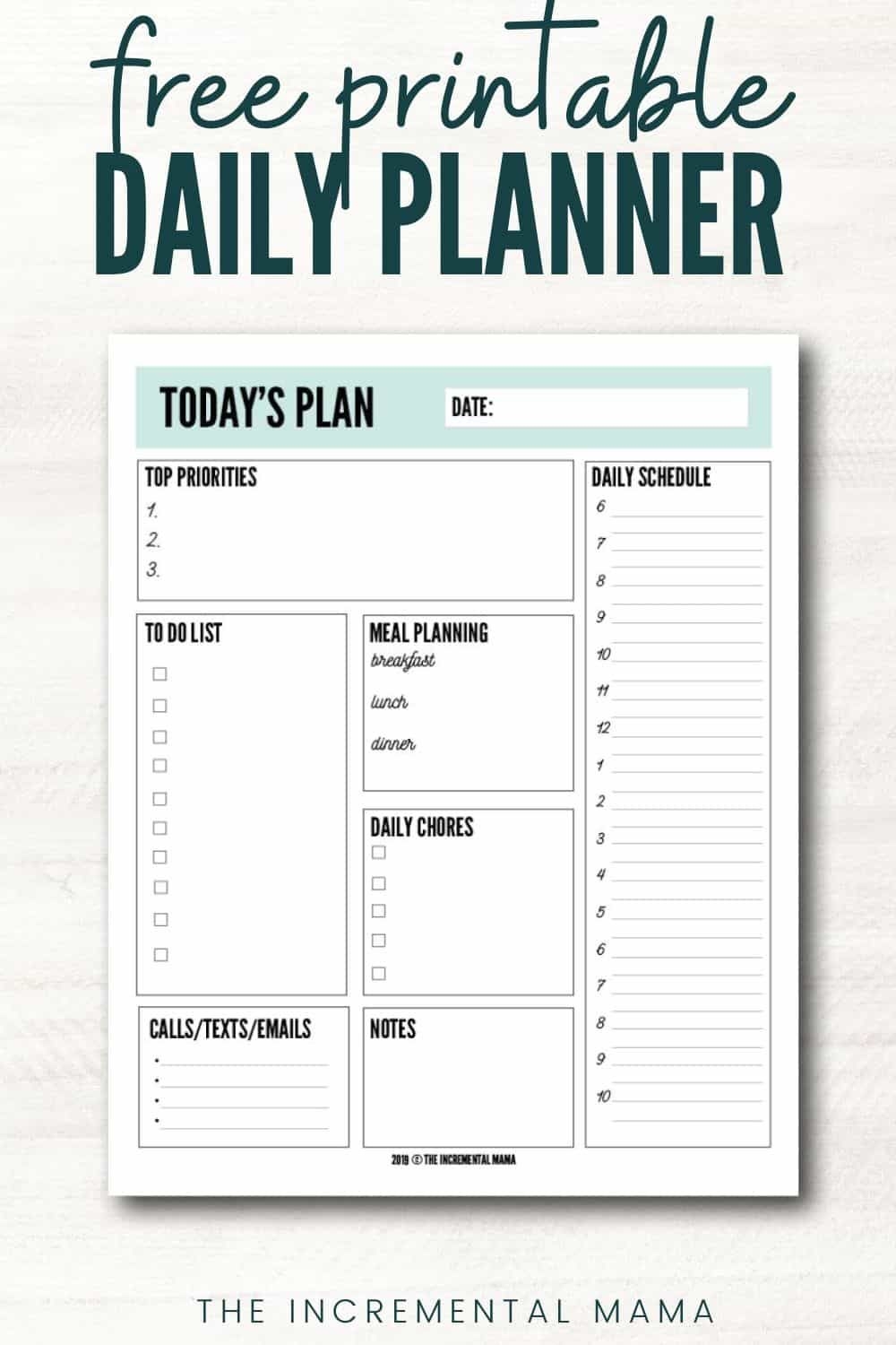 Free Printable Daily Planner Template To Get More Done 