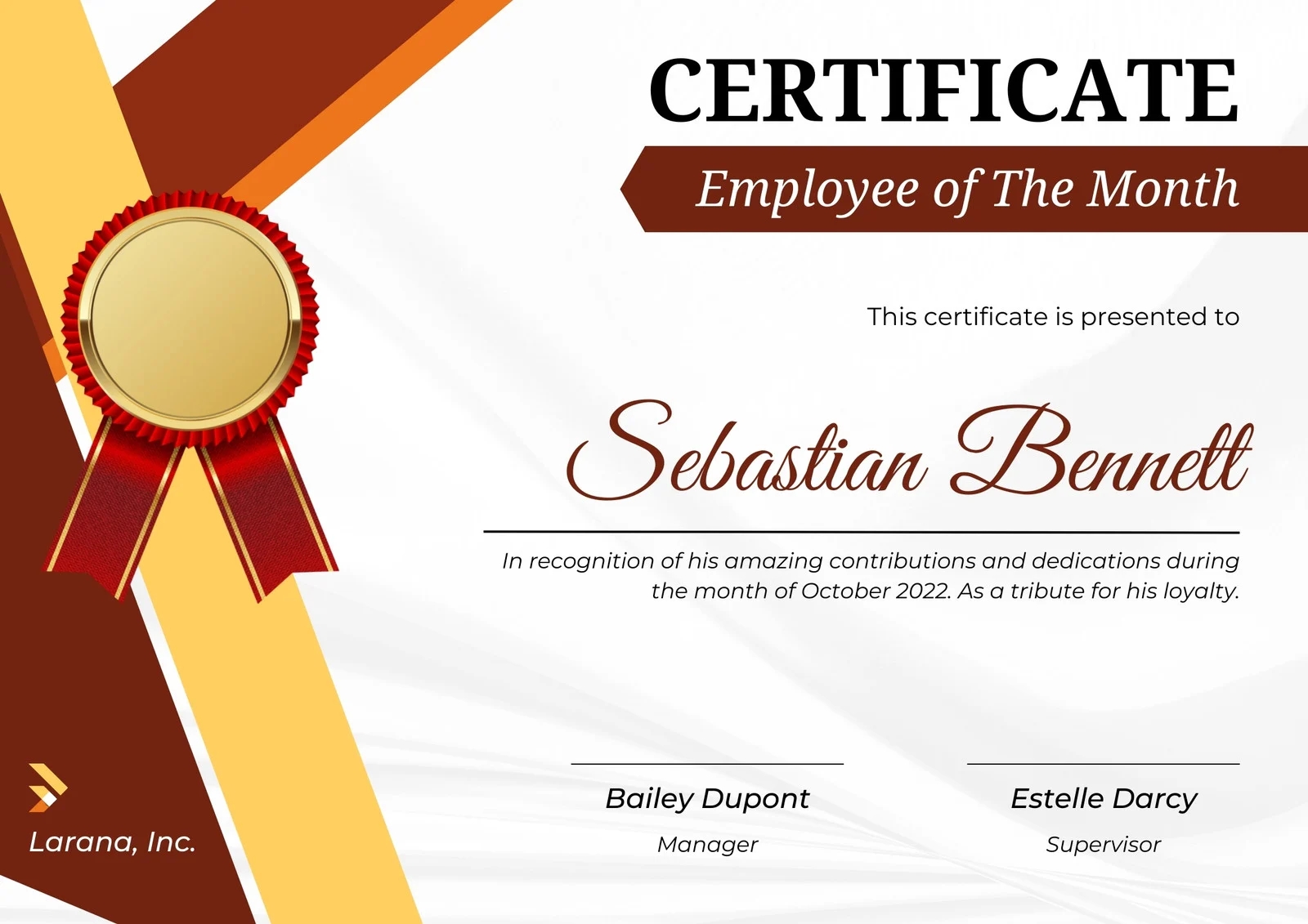 Free Printable Employee Of The Month Certificate Templates Canva