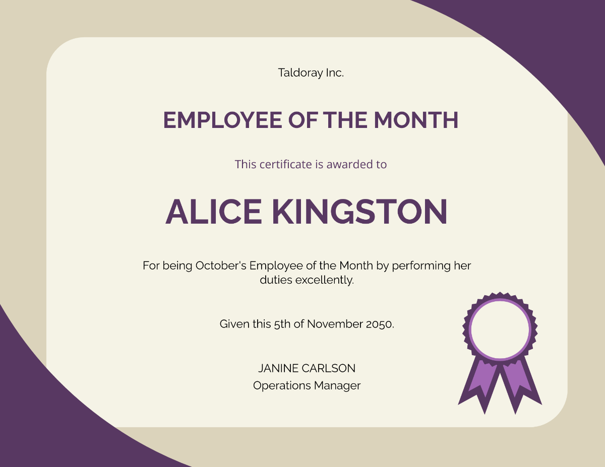 Printable Template Free Employee Of The Month Certificate