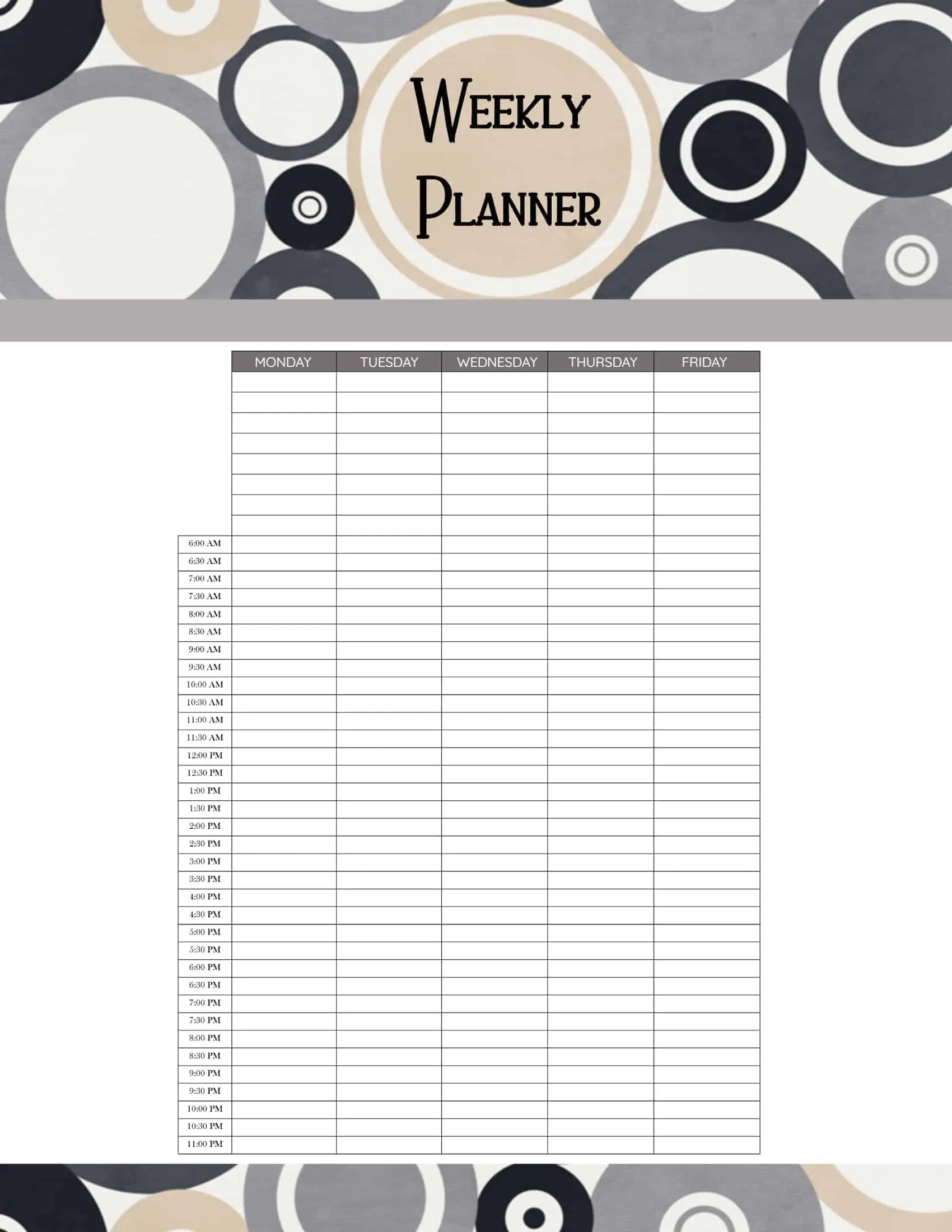 free printable hourly planner daily weekly or monthly