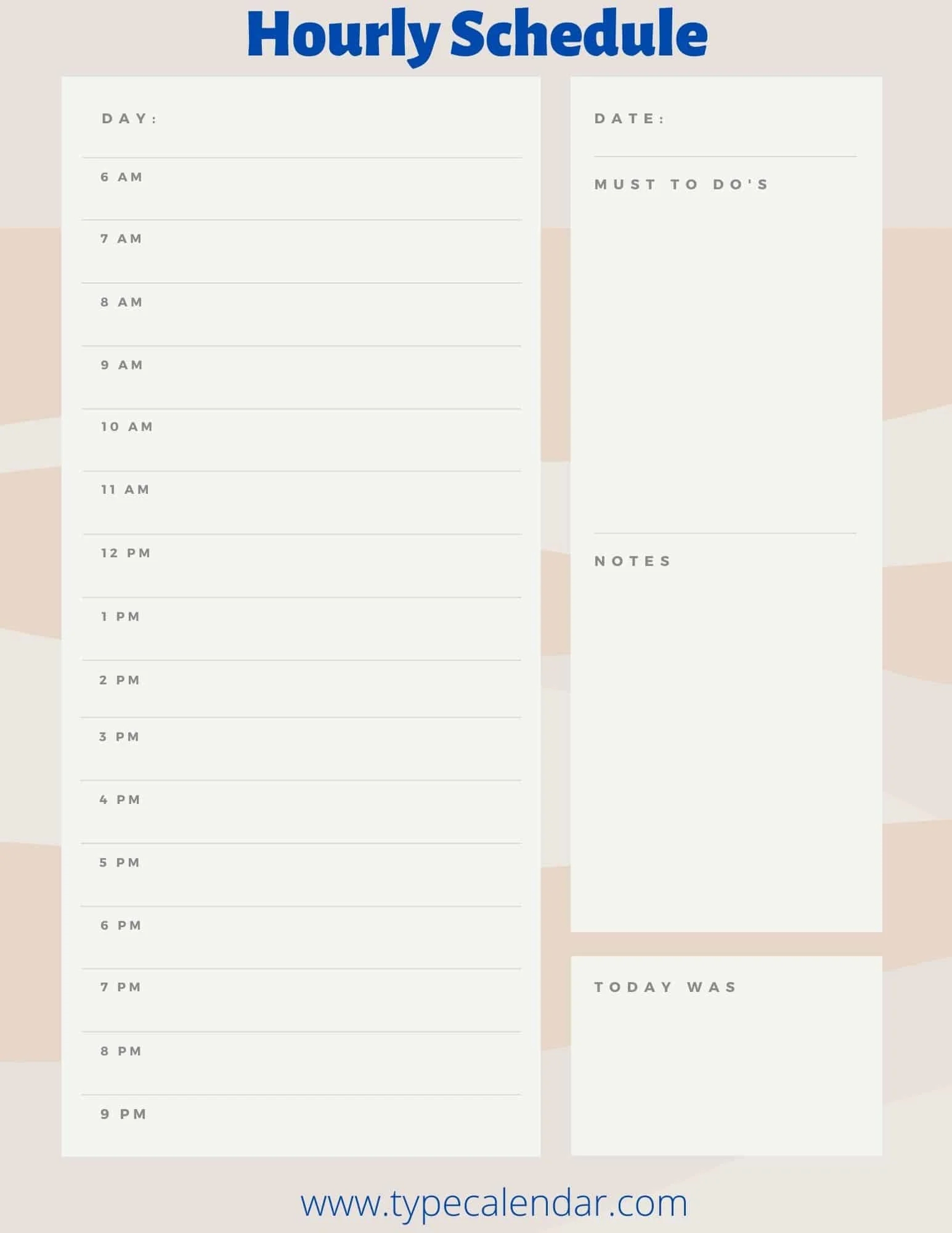 Free Printable Hourly Schedule Templates Excel PDF Word Weekly