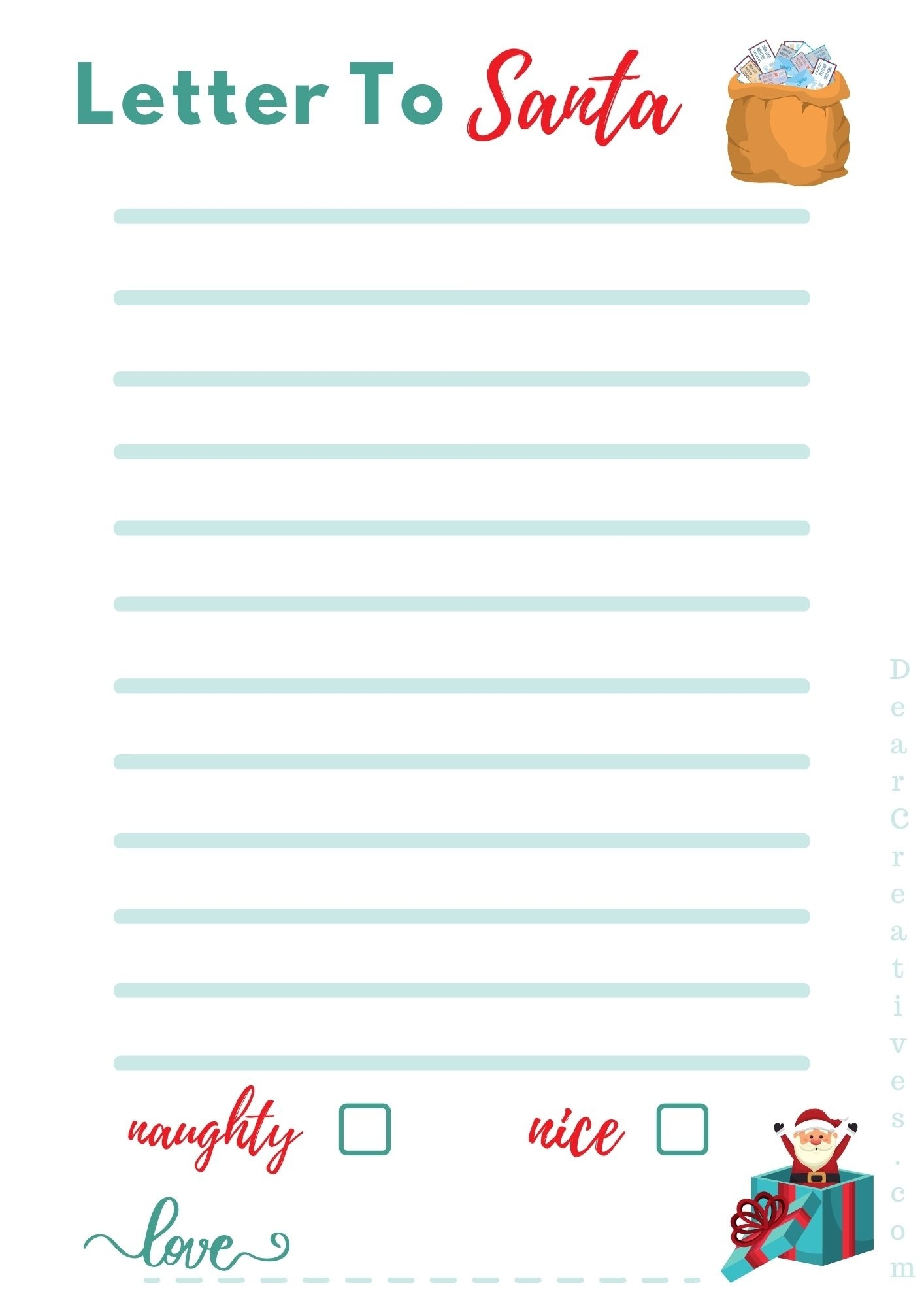 Free Printable Pdf Santa Letter Template