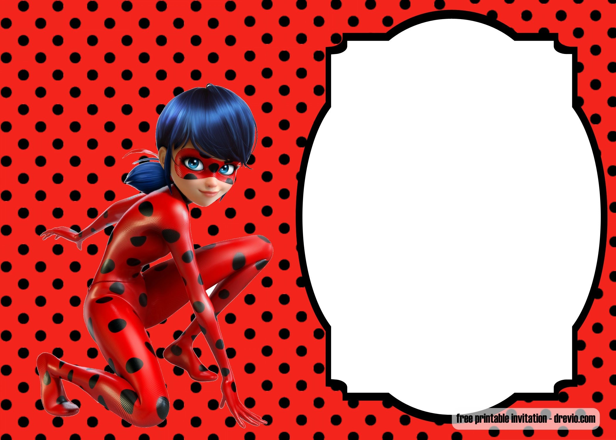 FREE Printable Miraculous Ladybug Invitation Templates