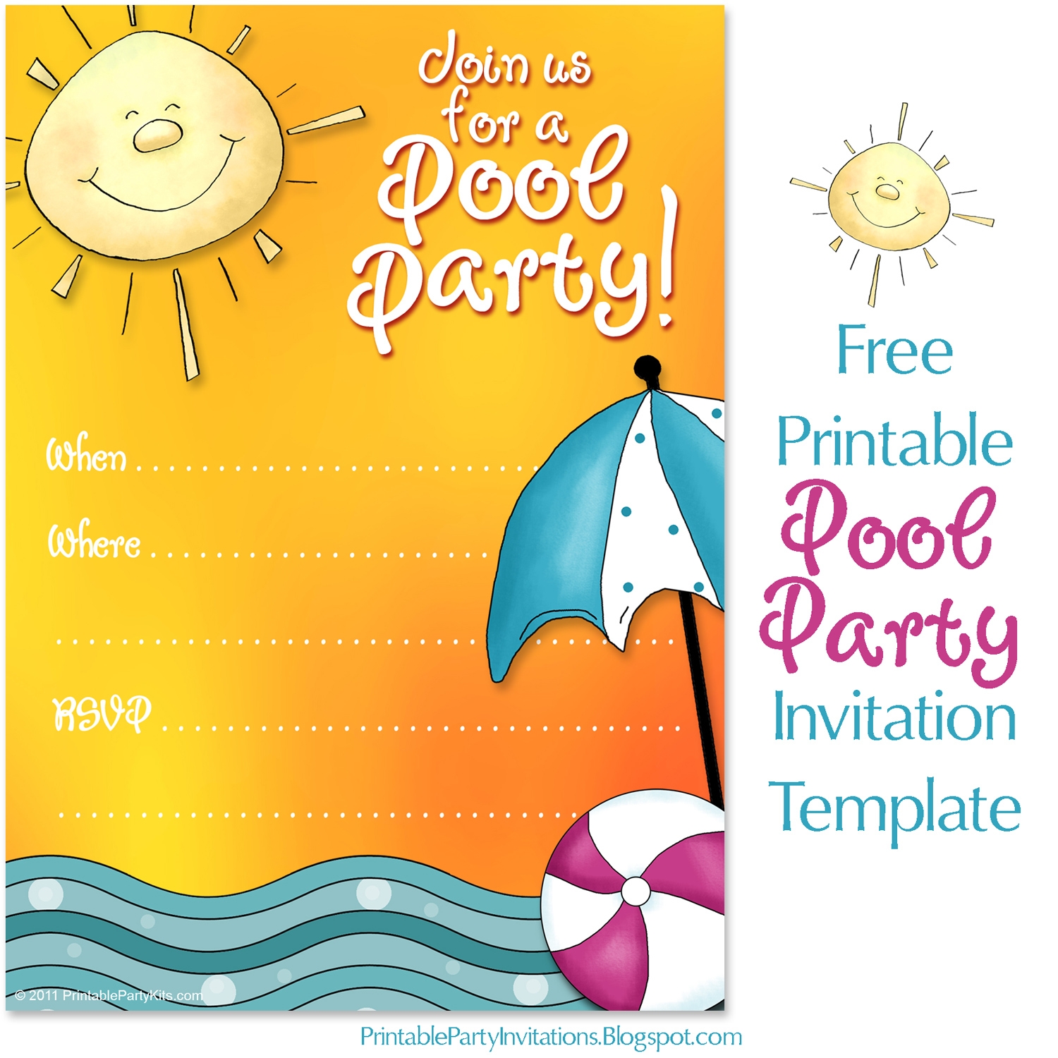 Free Printable Party Invitations Summer Pool Party Invites