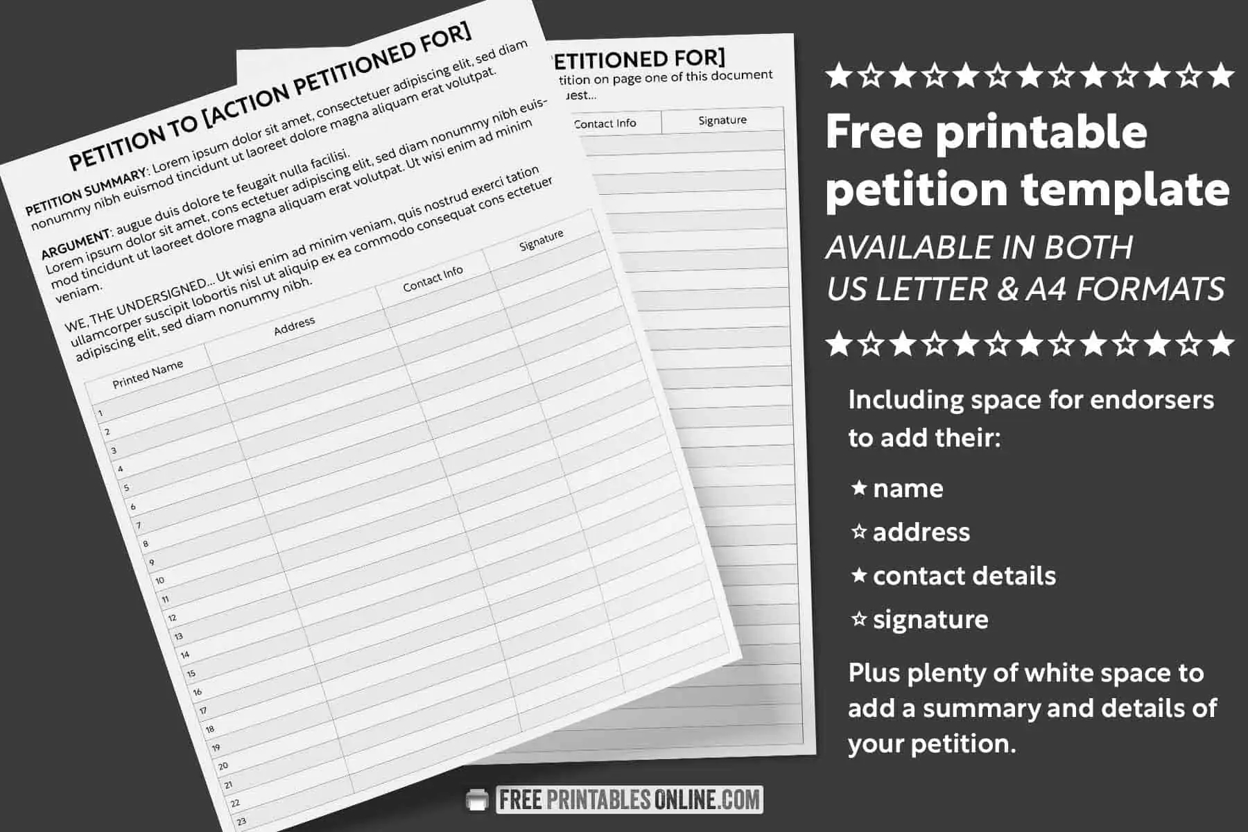 Free Printable Petition Template