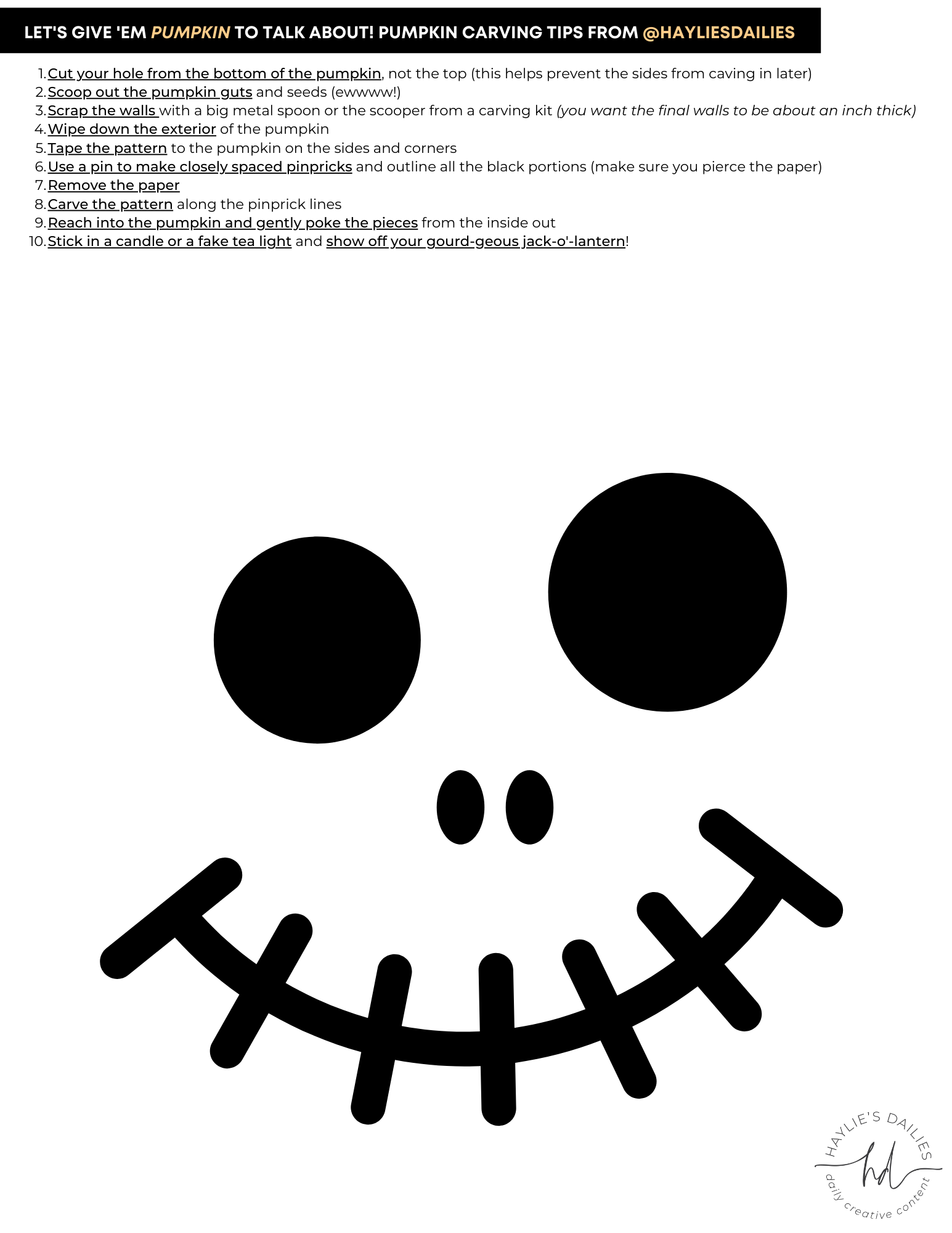 Free Printable Pumpkin Carving Patterns For The Most Boo tiful Jack o Lanterns In Town Haylie s Dailies