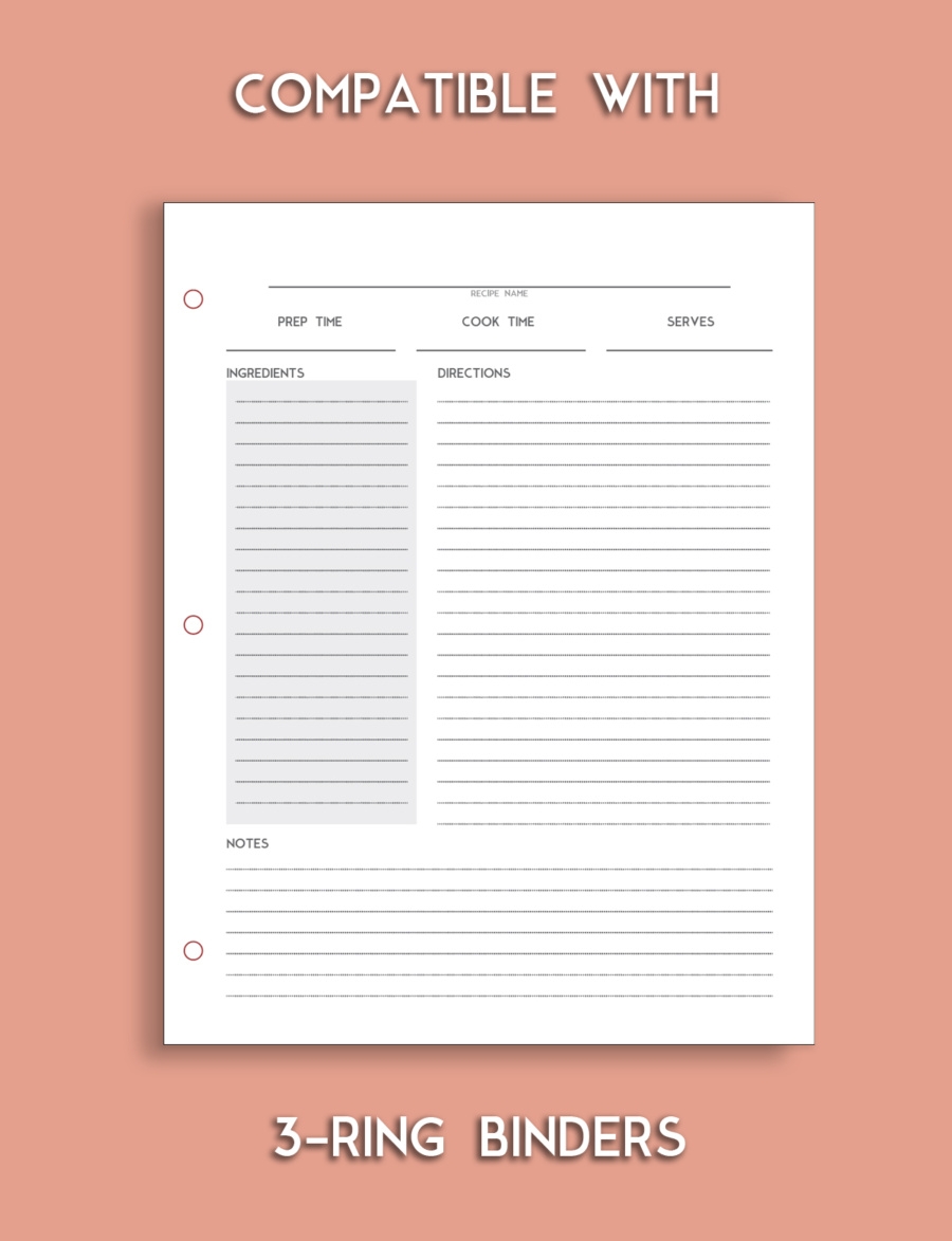 Free Printable Recipe Template Downloadable PDF SortOutMy Life