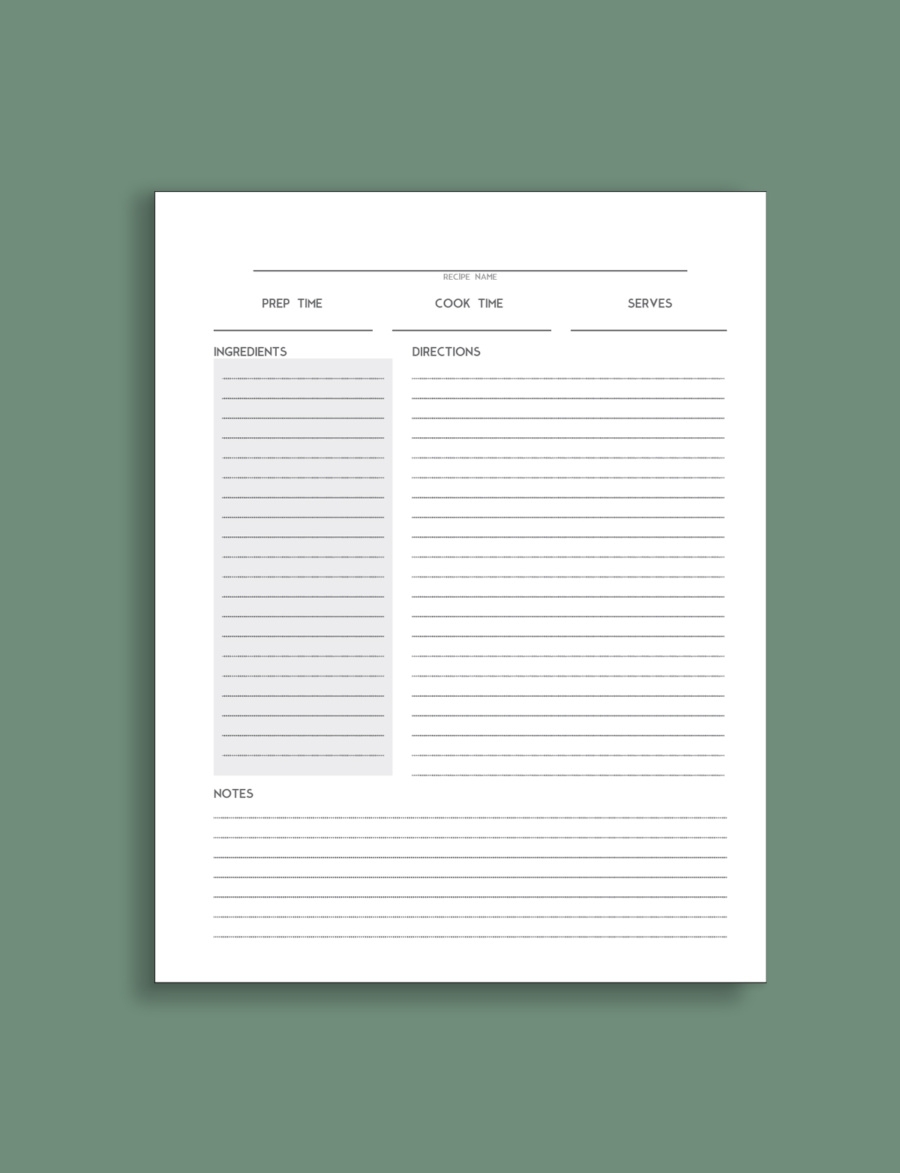 Free Printable Recipe Templates