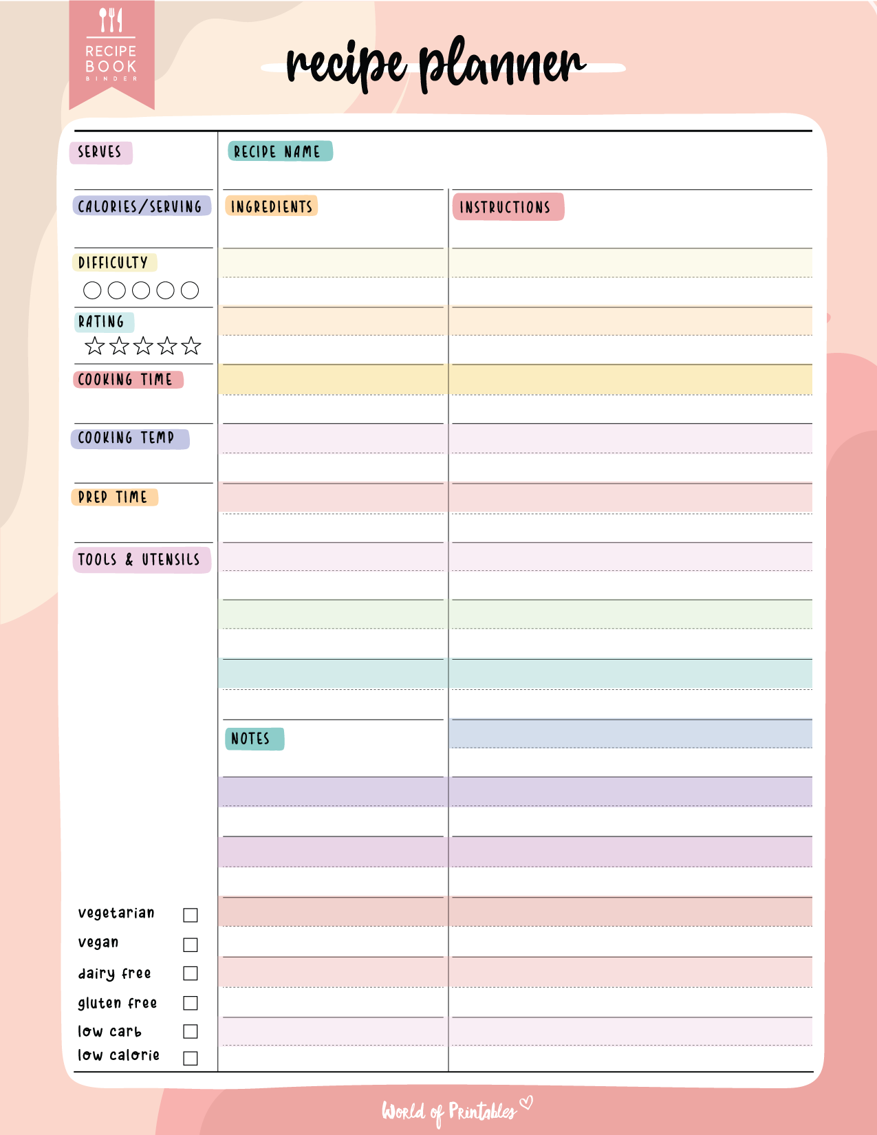 Free Printable Recipe Template
