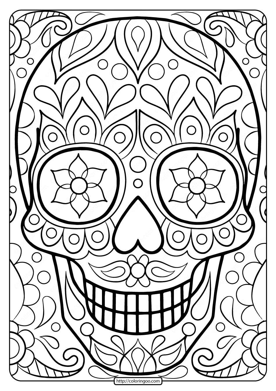 Free Printable Sugar Skull Coloring Page