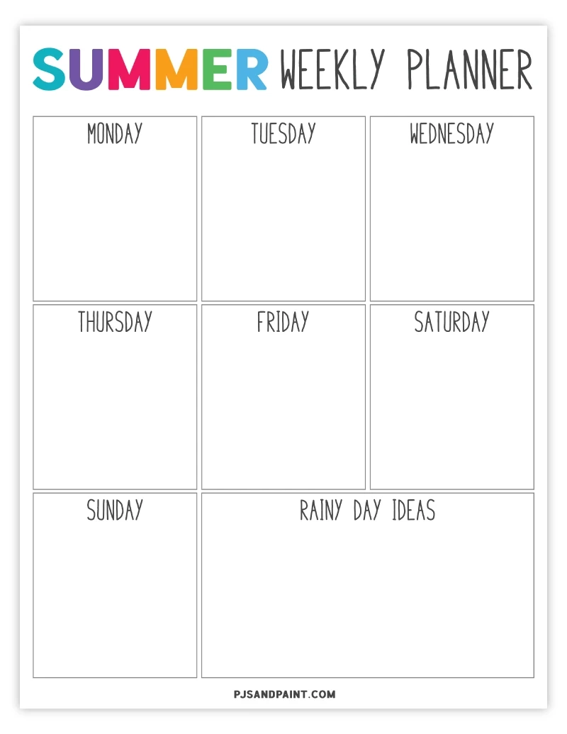Free Printable Summer Planner And Summer Schedule Template