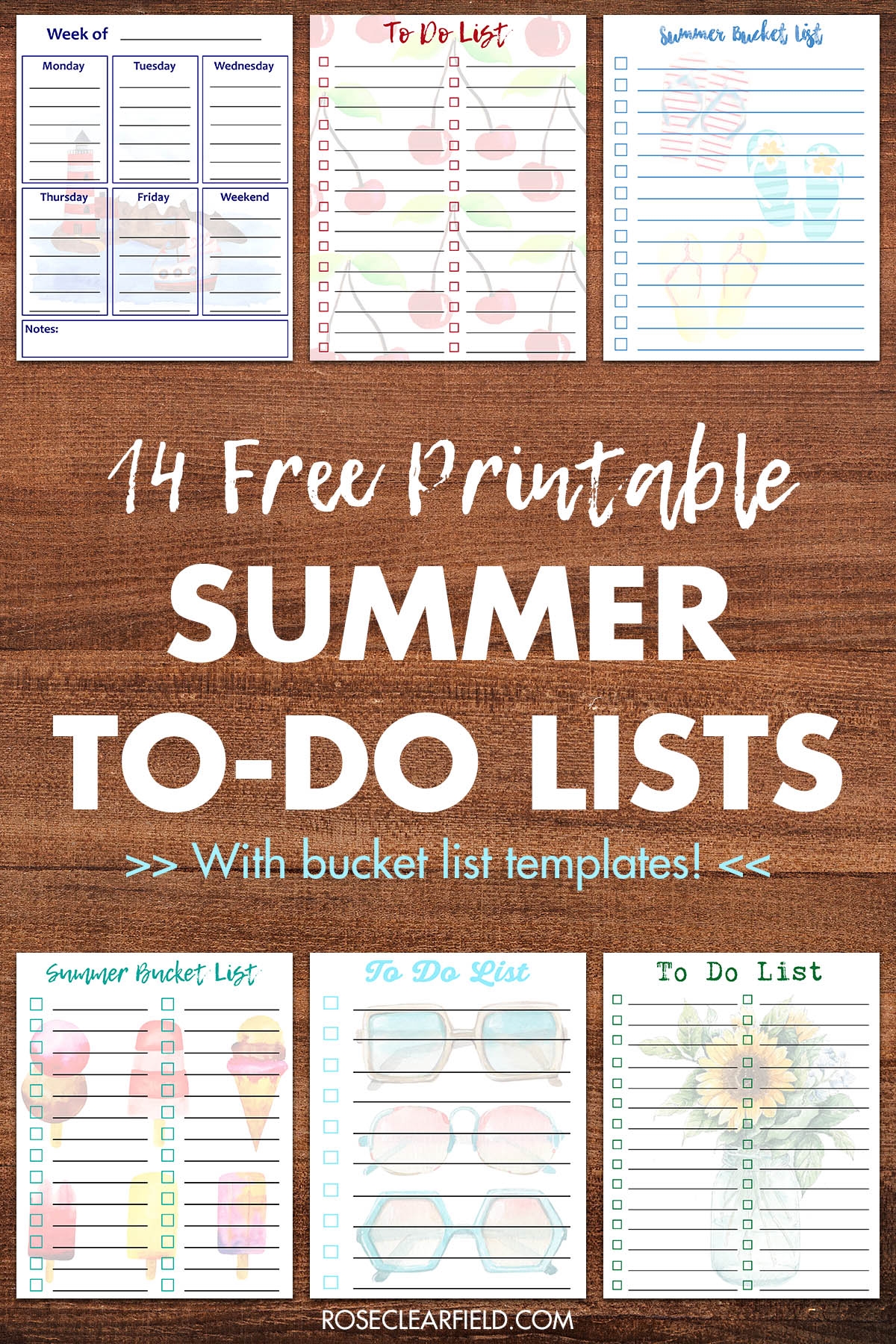 Free Printable Summer To Do Lists Rose Clearfield