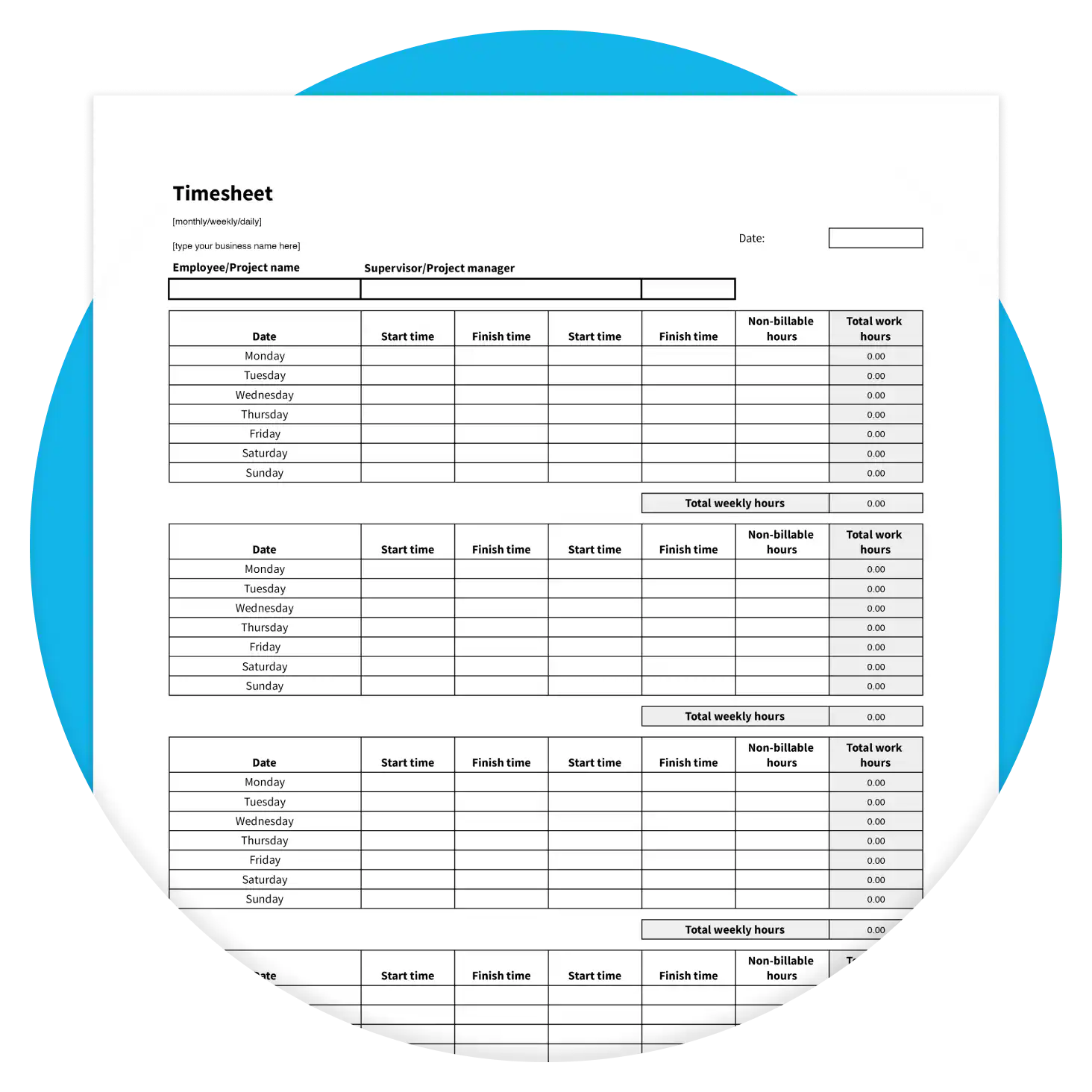 Free Printable Timesheet Template For Small Businesses Xero CA