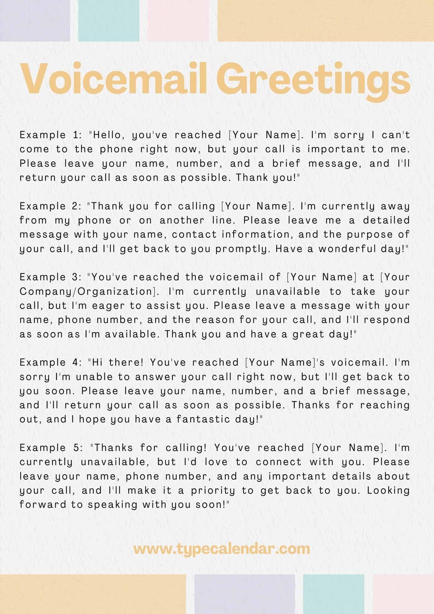 Free Printable Voicemail Greetings U0026 Phone Message Templates with Tips 