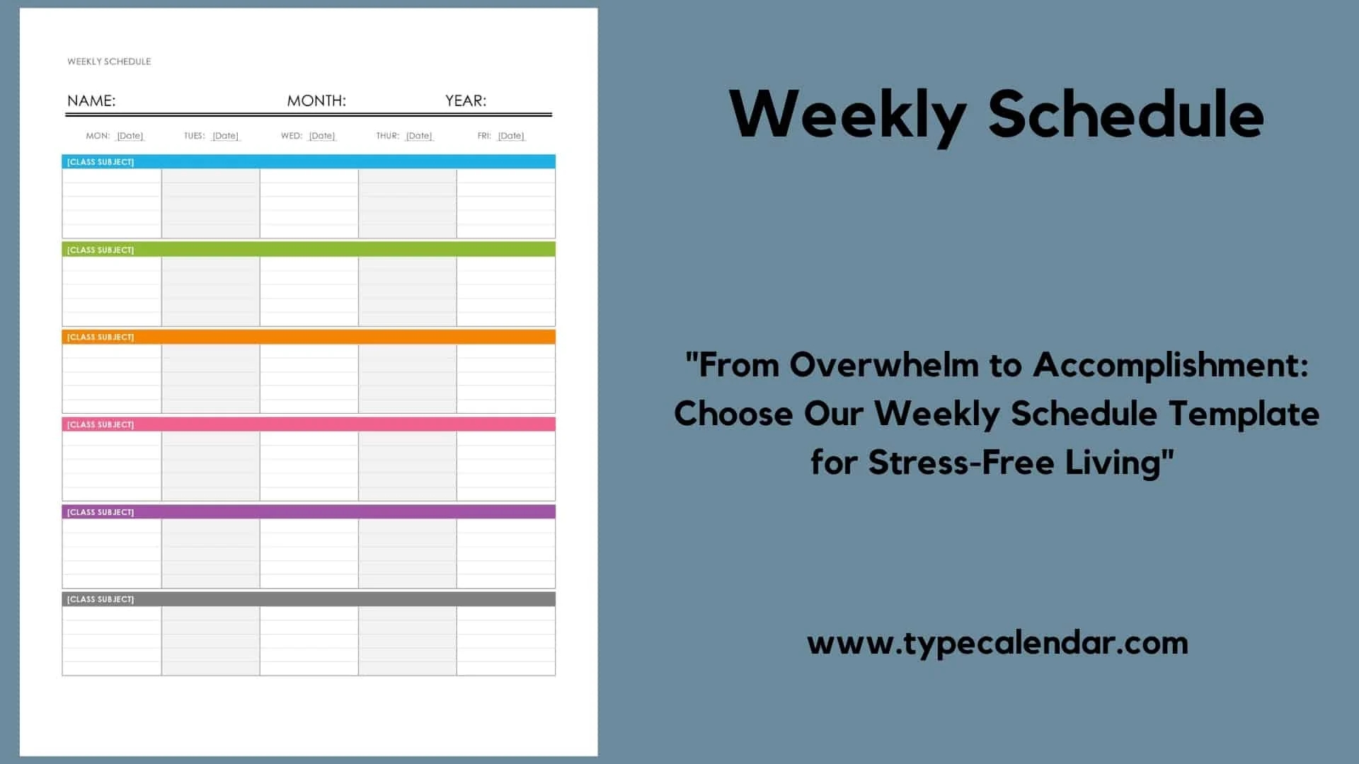 Free Weekly Schedule Template Printable