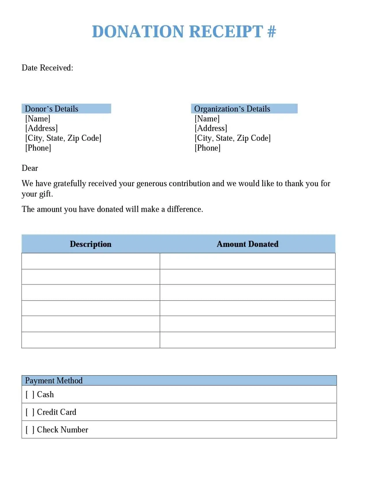 FREE Receipt Template Printables Word Excel Or Editable PDF