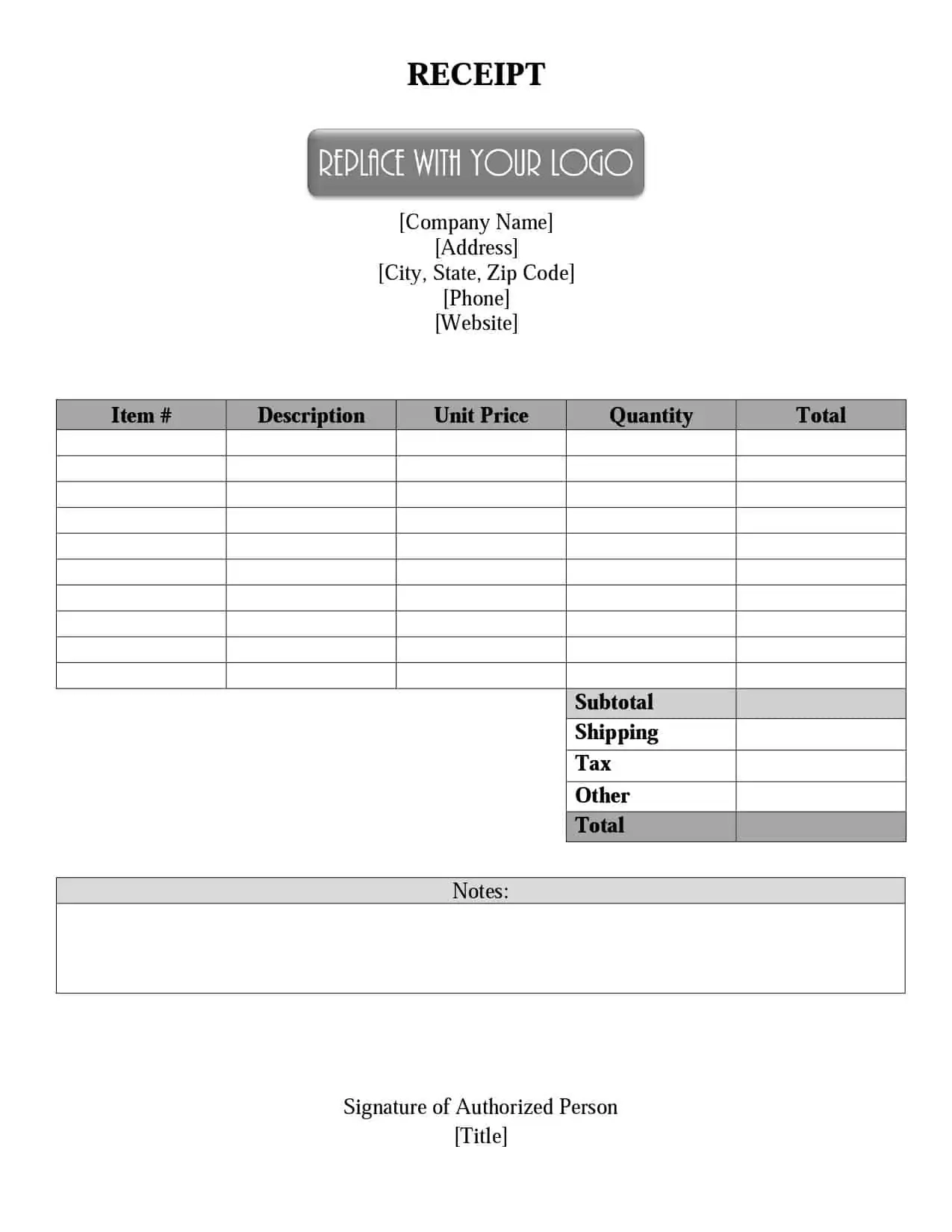 FREE Receipt Template Printables Word Excel Or Editable PDF