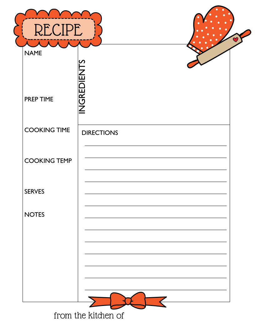 Free Recipe Card Printables Simply Love Printable