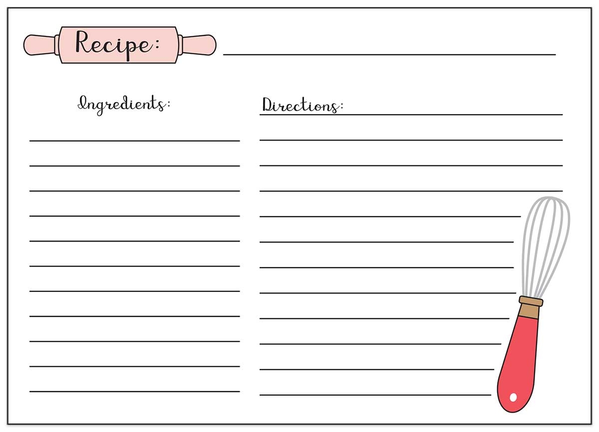 Recipe Template Free Printable
