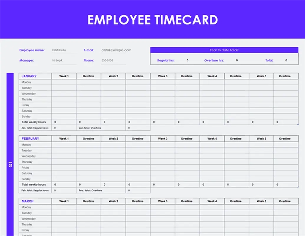 Free Printable Time Cards Templates
