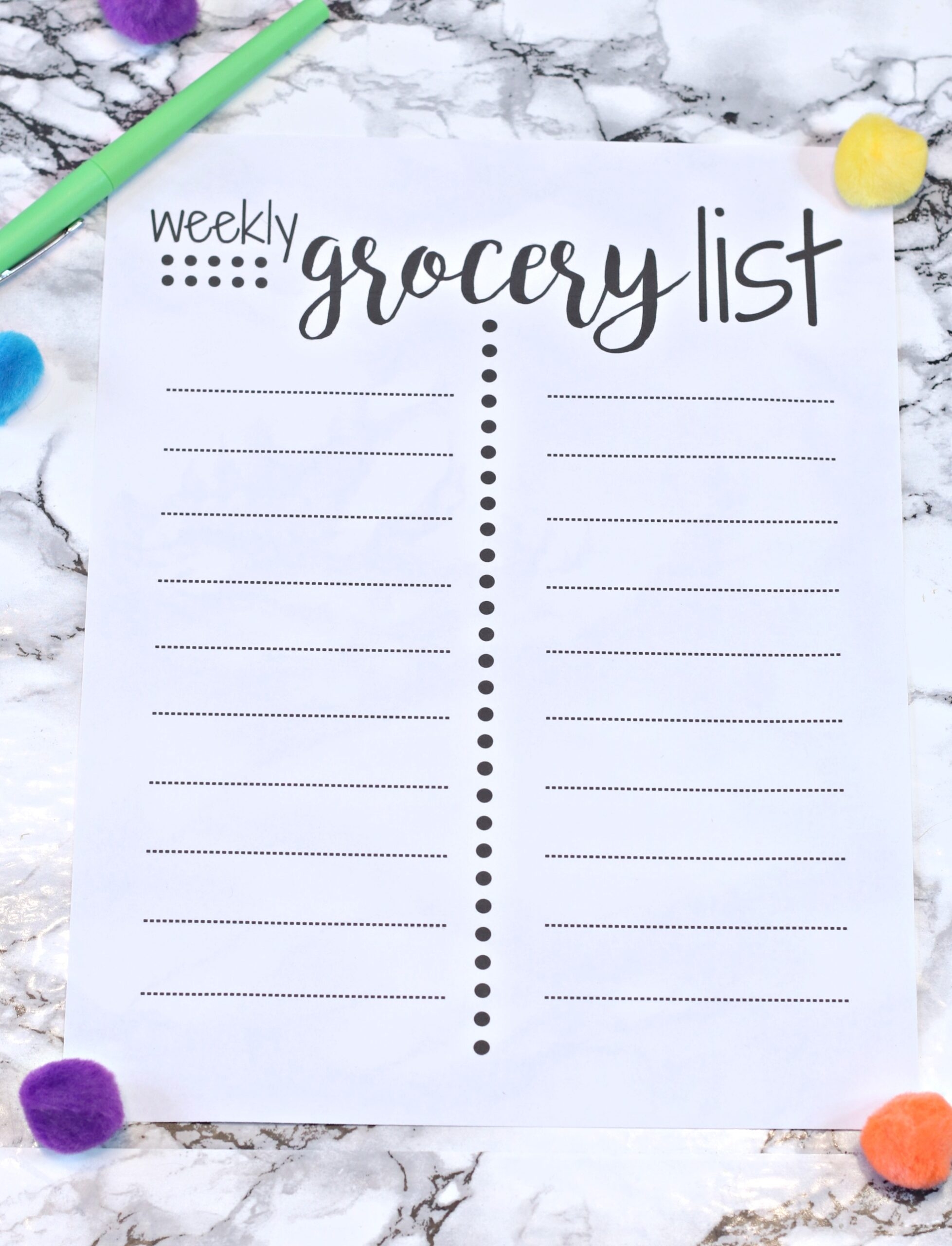 Free Printable Shopping List Template