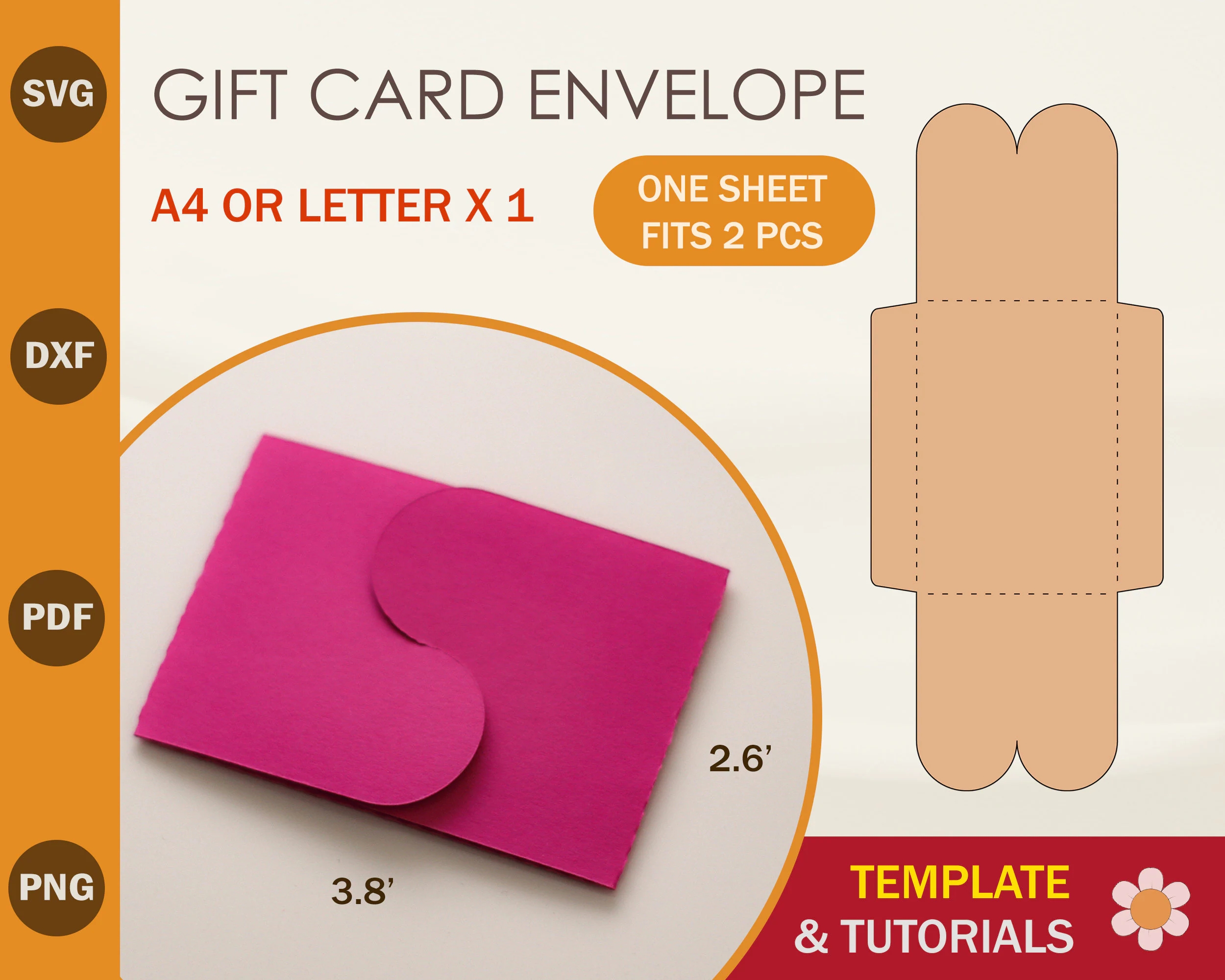 Gift Card Envelope SVG Template Gift Card Holder SVG Template Cricut Cut Files Silhouette Cut Files Etsy