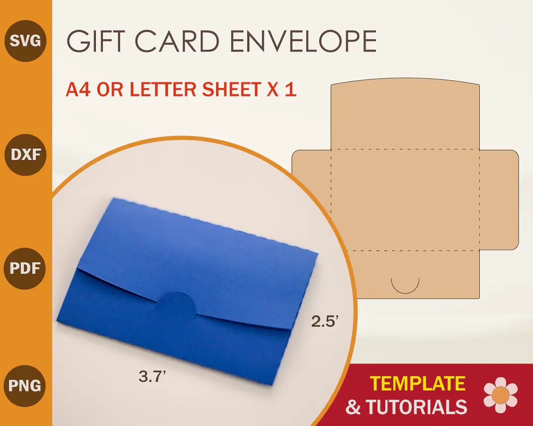Gift Card Envelope Template Gift Card Holder Template Gift Card Holder SVG Etsy