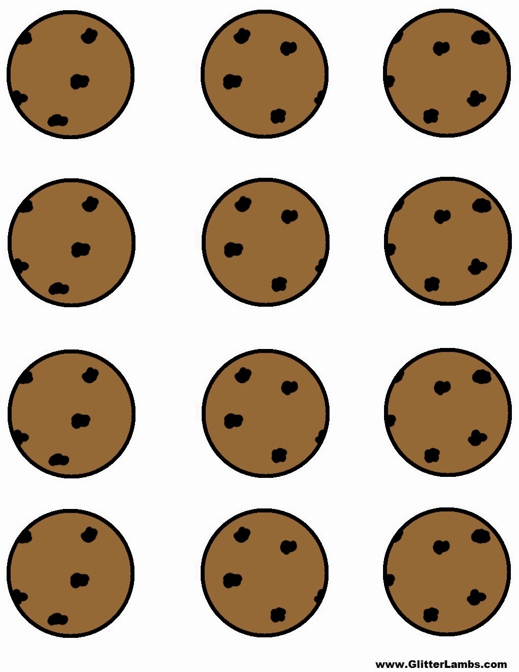 Glitter Lambs Cookie Monster Food Label Cards And Free Printable Chocolate Chip Cookie And Milk Cupcake Topper Templates For A DIY Cookie Monster Birthday Party
